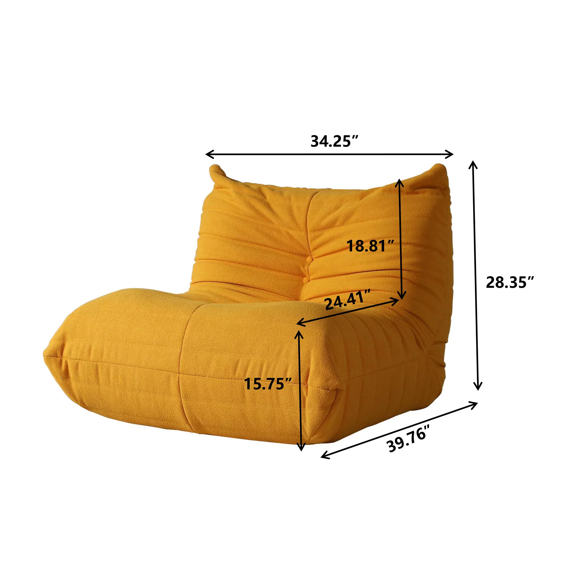 Magic Home Modern Sectional Sofa Togo Sofa Lazy Sofa Floor Sofa Foam Sofa Teddy Velvet Couch for Living Room and Apartment,6 Seat Sofa and Ottoman,Yellow