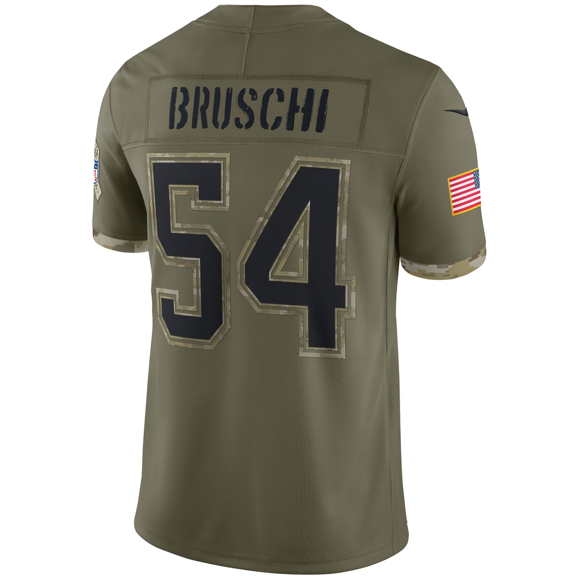 Men's Nike Tedy Bruschi Olive New England Patriots 2022 Salute To Service Retired Player Limited Jersey