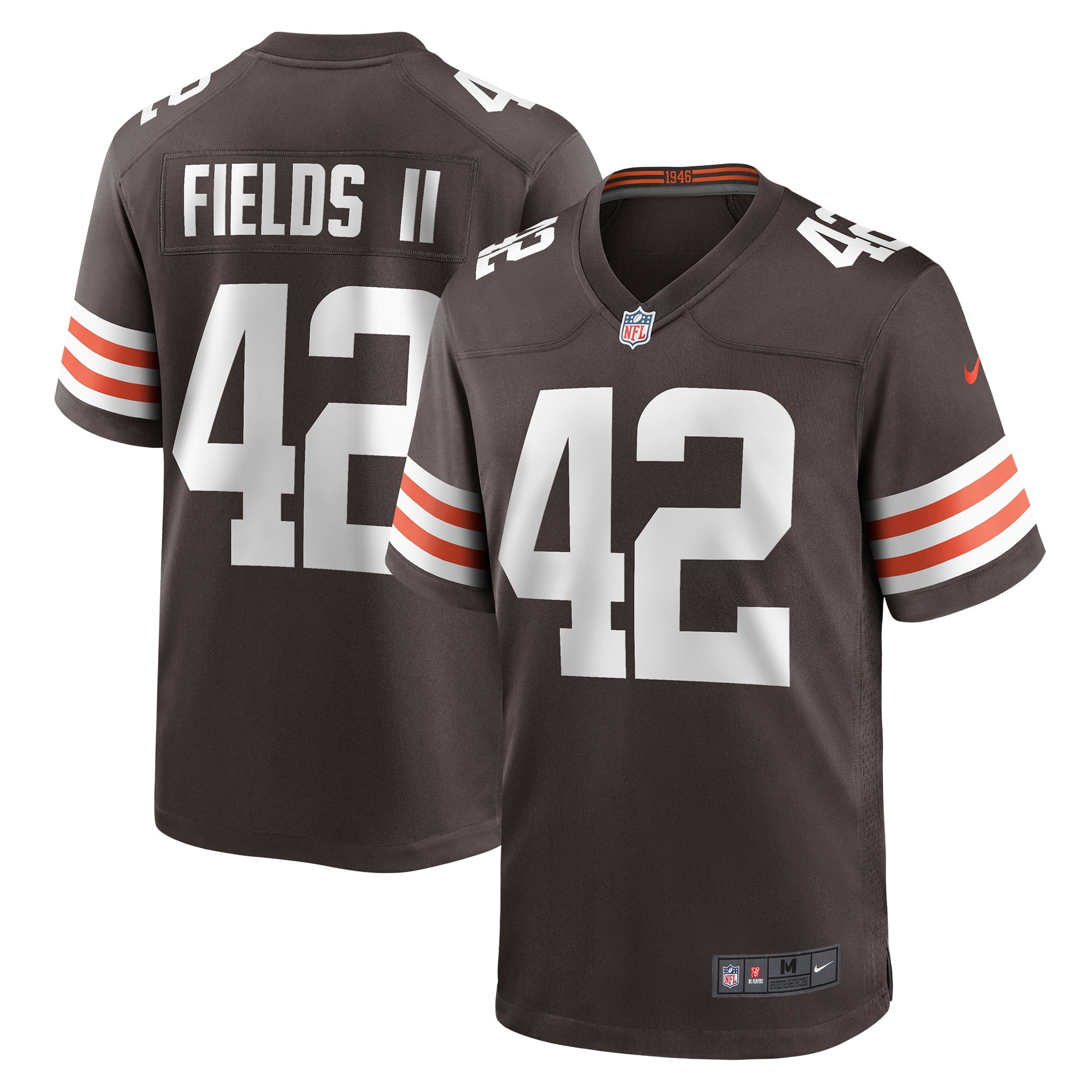 Men's Nike Tony Fields II Brown Cleveland Browns Game Jersey