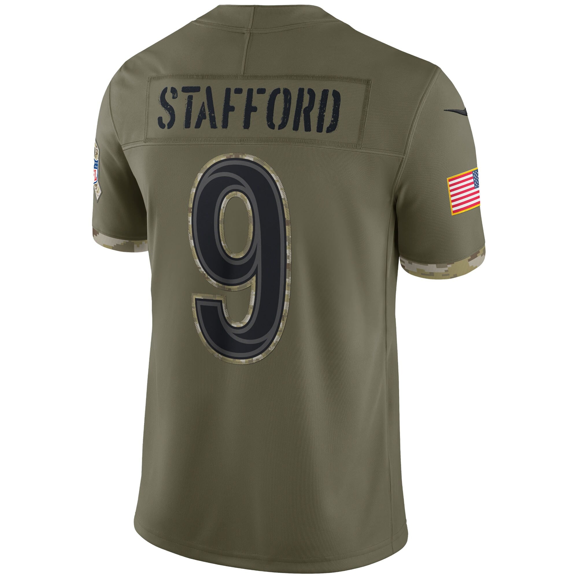 Men's Nike Matthew Stafford Olive Los Angeles Rams 2022 Salute To Service Limited Jersey