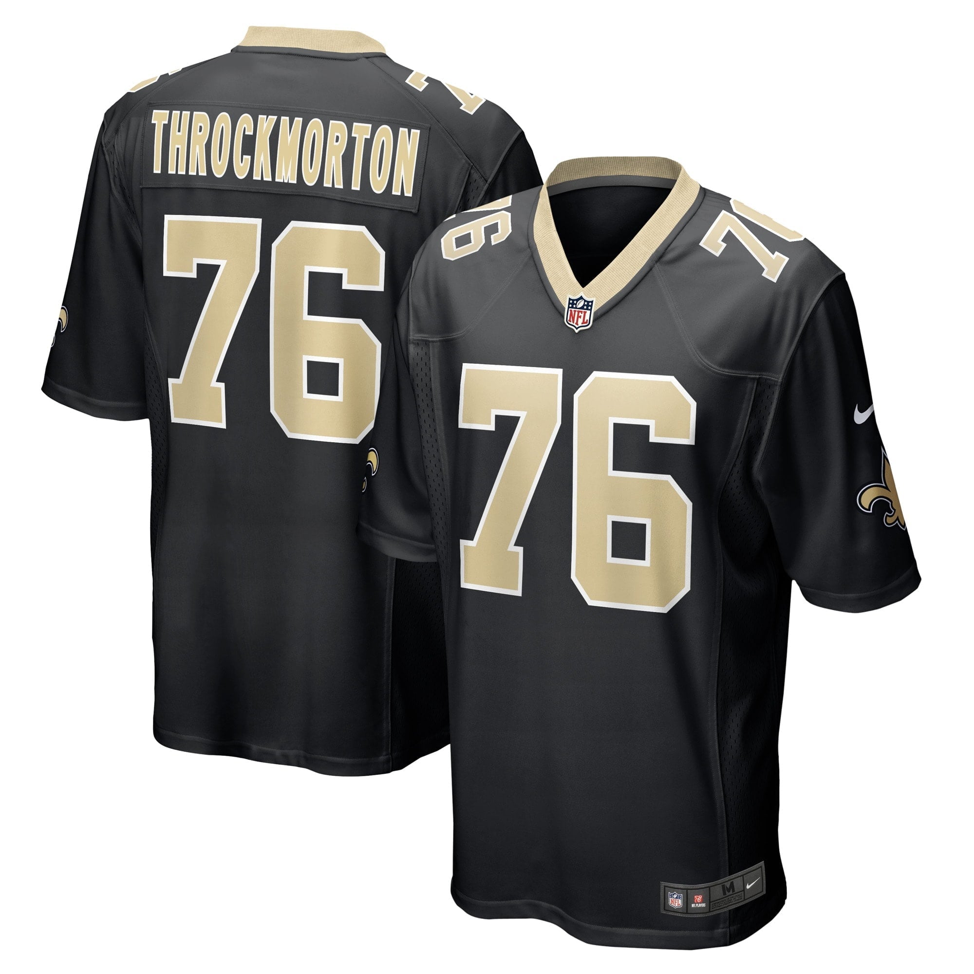 Men's Nike Calvin Throckmorton Black New Orleans Saints Game Player Jersey