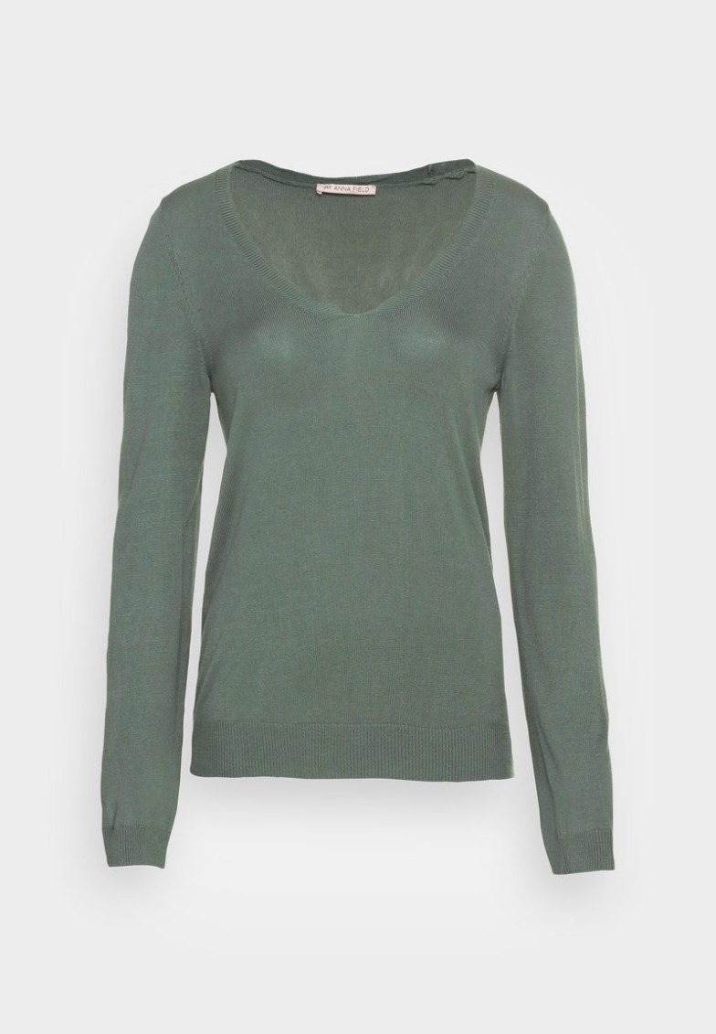Discount Anna Field OPEN V NECK JUMPER – Jersey De Punto – Green, Mujer L