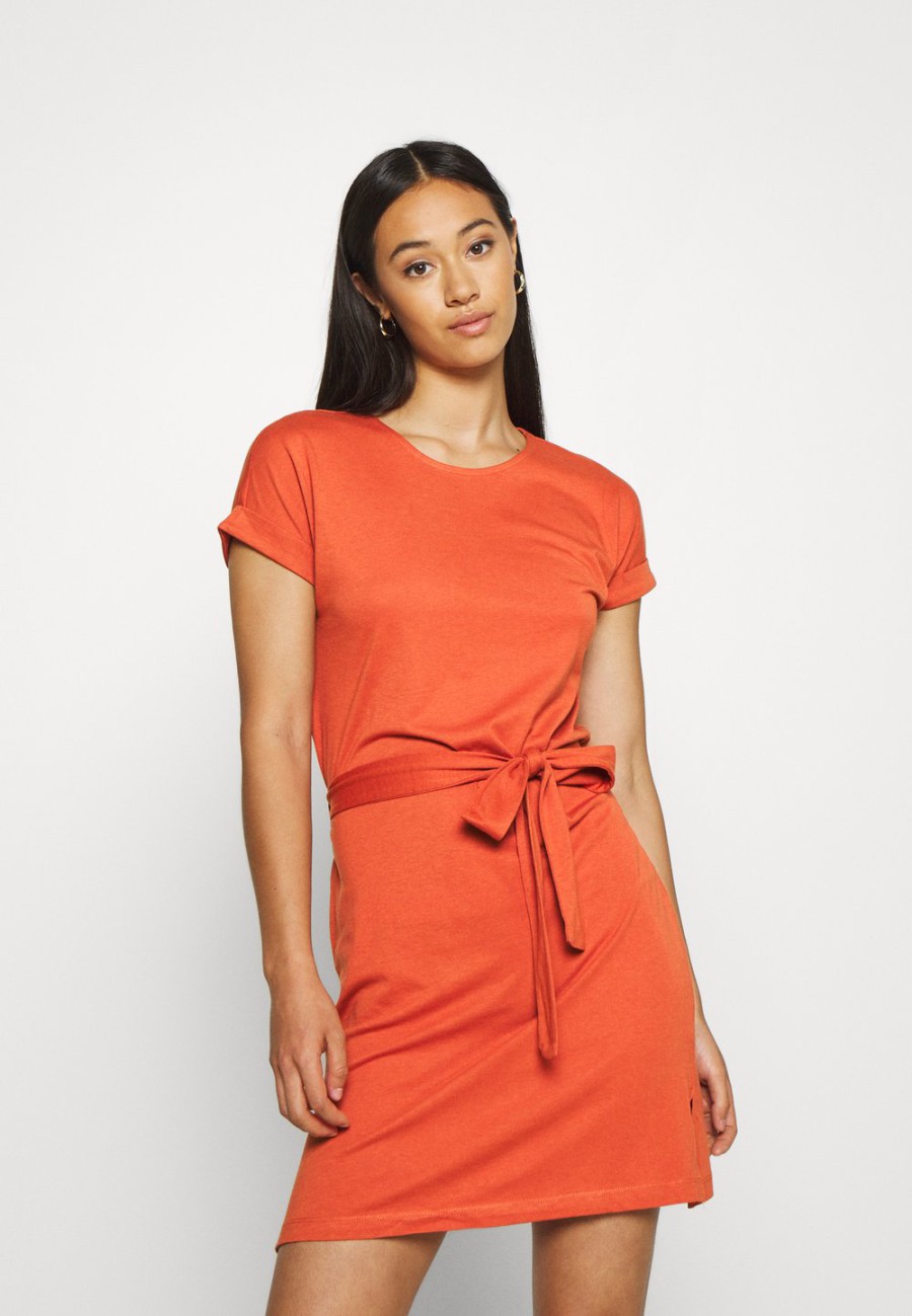 Sale Prix Distinctifs Even&Odd BASIC – Short sleeves mini belted dress – Robe en jersey robes col rond femme XS