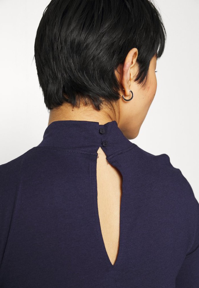 Outlet Zign Short Sleeves Flared Basic Midi Dress – Jersey Dress – Dark Blue L