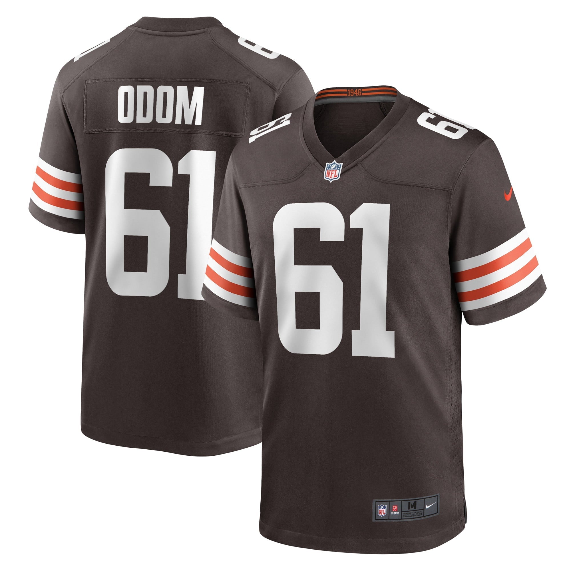 Men's Nike Chris Odom Brown Cleveland Browns Game Player Jersey