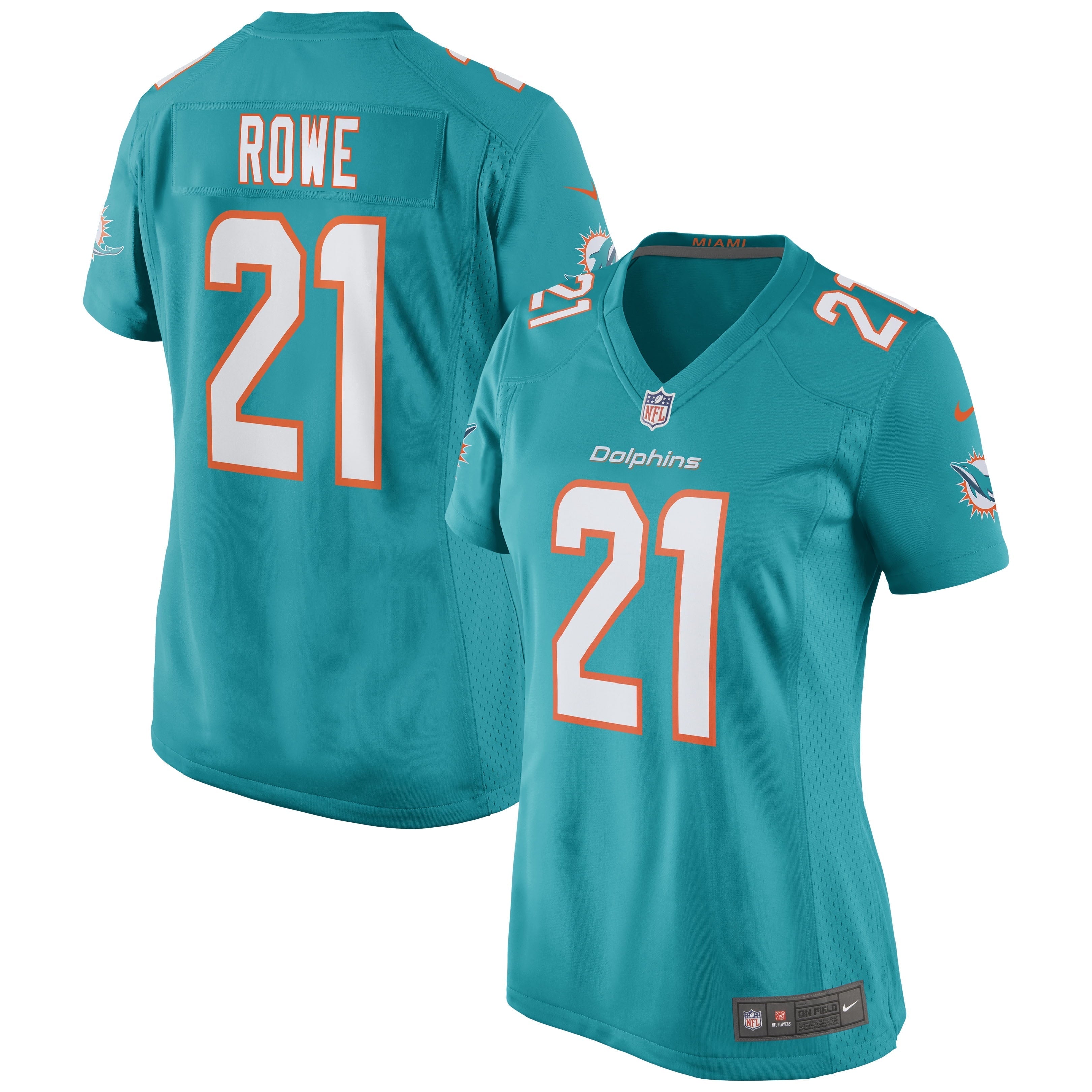 Women's Nike Eric Rowe Aqua Miami Dolphins Game Jersey