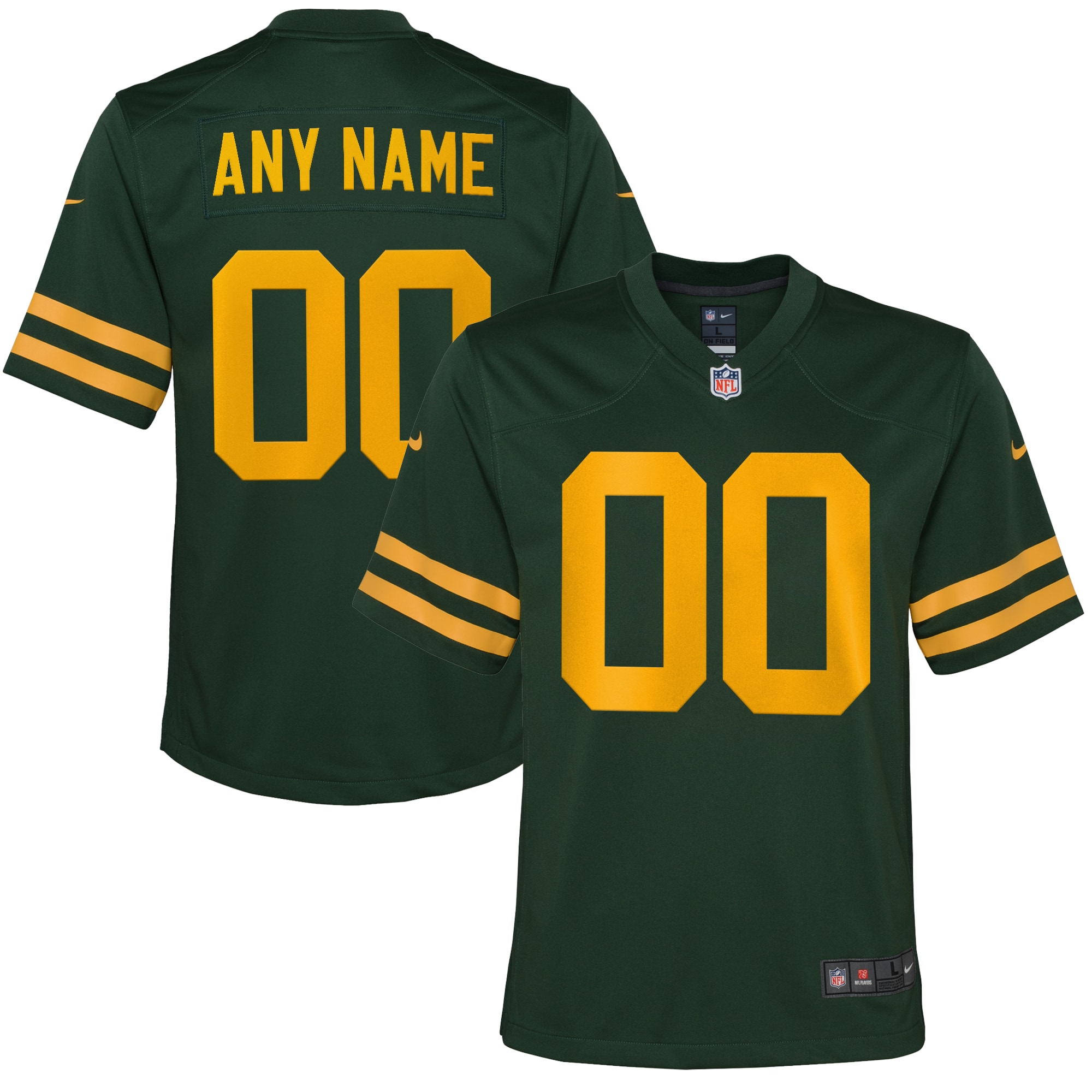 Green Bay Packers Nike Youth Alternate Custom Jersey - Green
