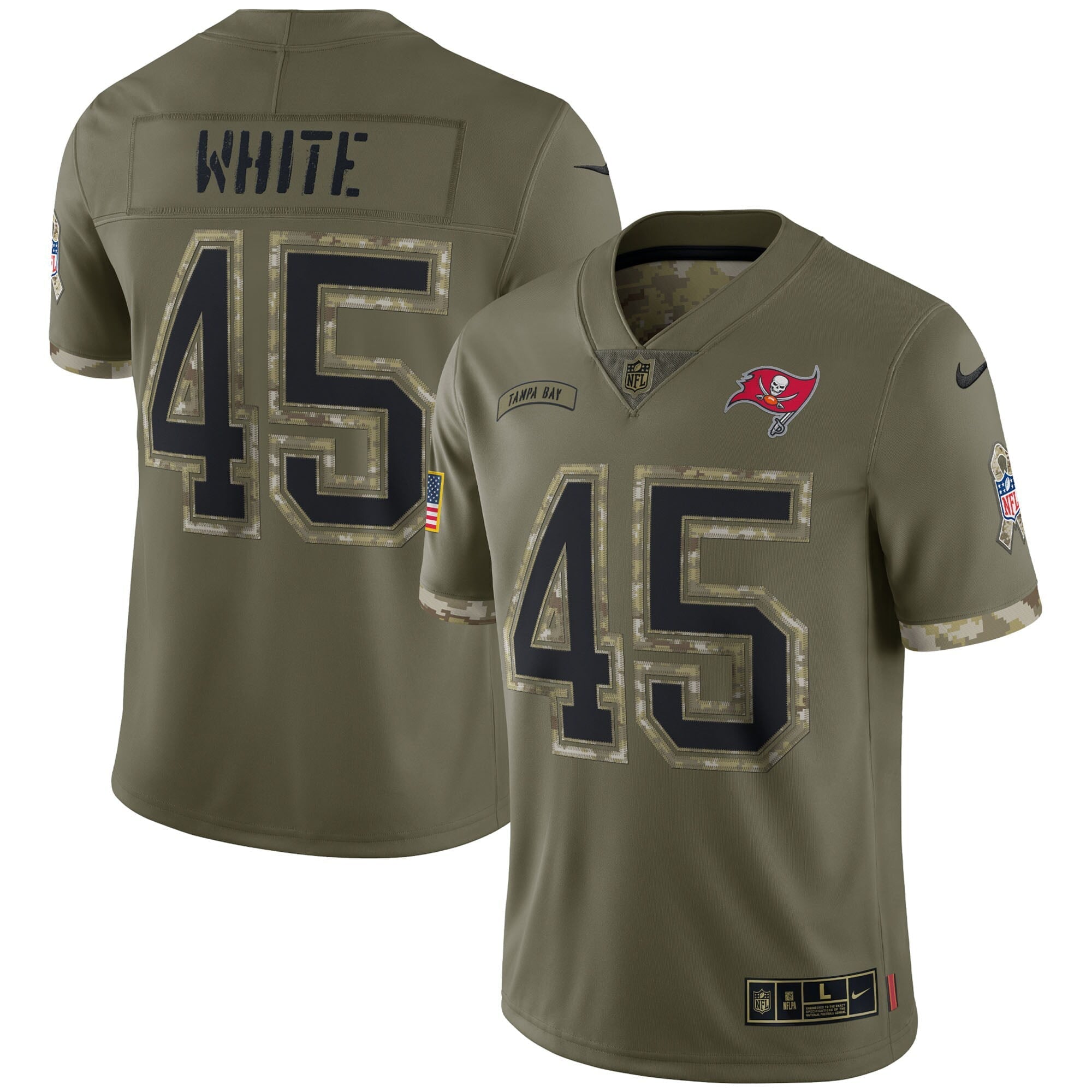 Men's Nike Devin White Olive Tampa Bay Buccaneers 2022 Salute To Service Limited Jersey