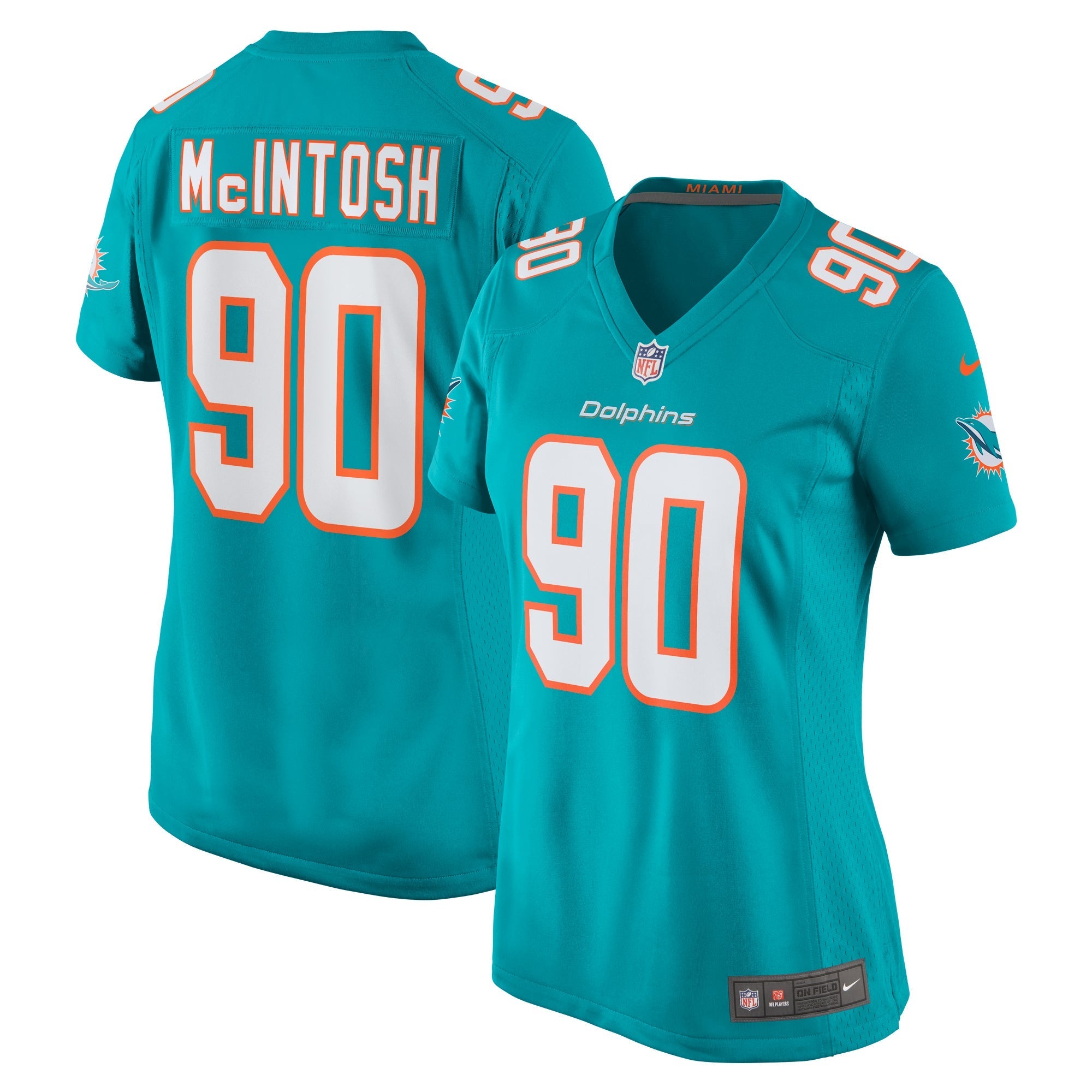 Women's Nike RJ McIntosh Aqua Miami Dolphins Home Game Player Jersey