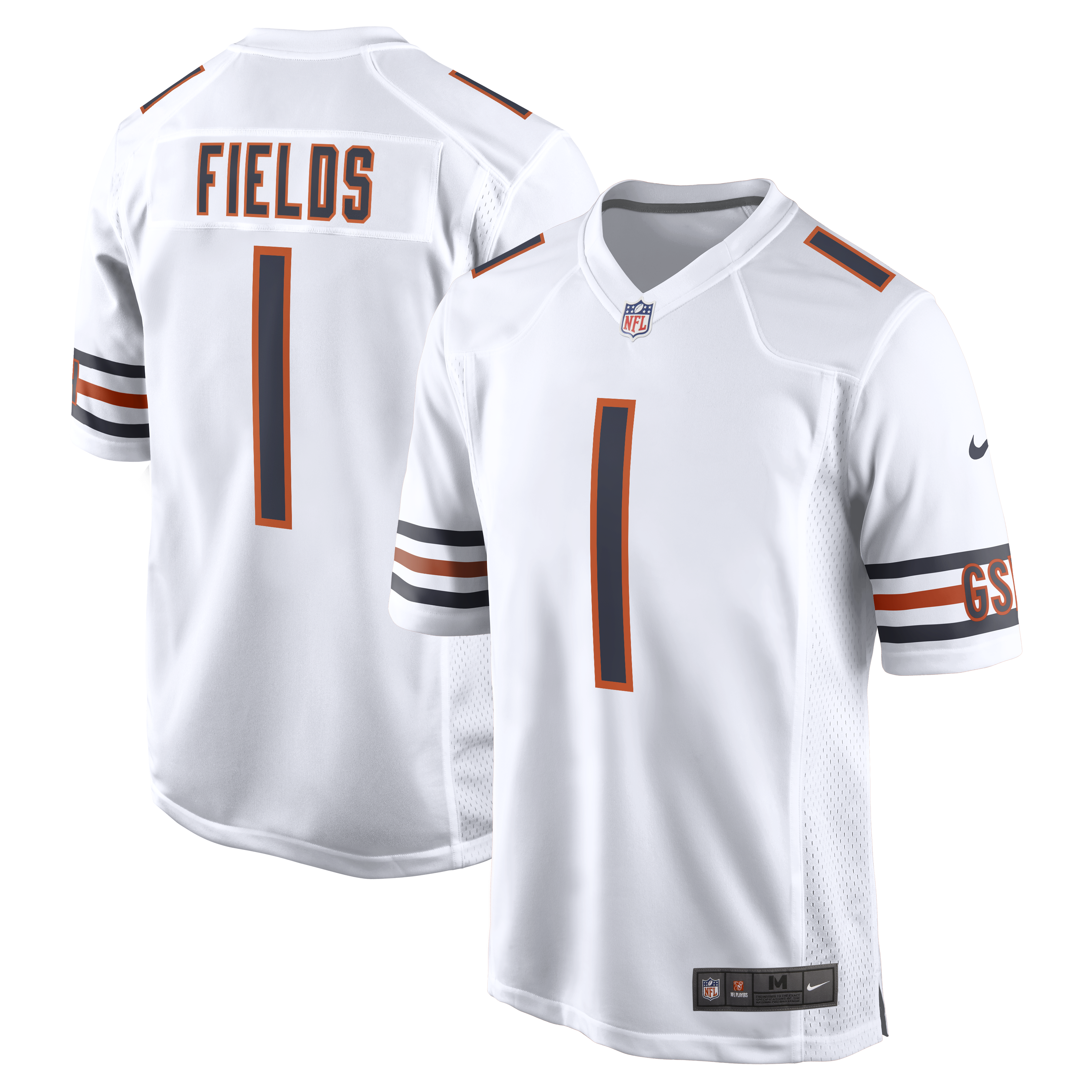 Justin Fields Chicago Bears Nike Men's White Replica Game Jersey