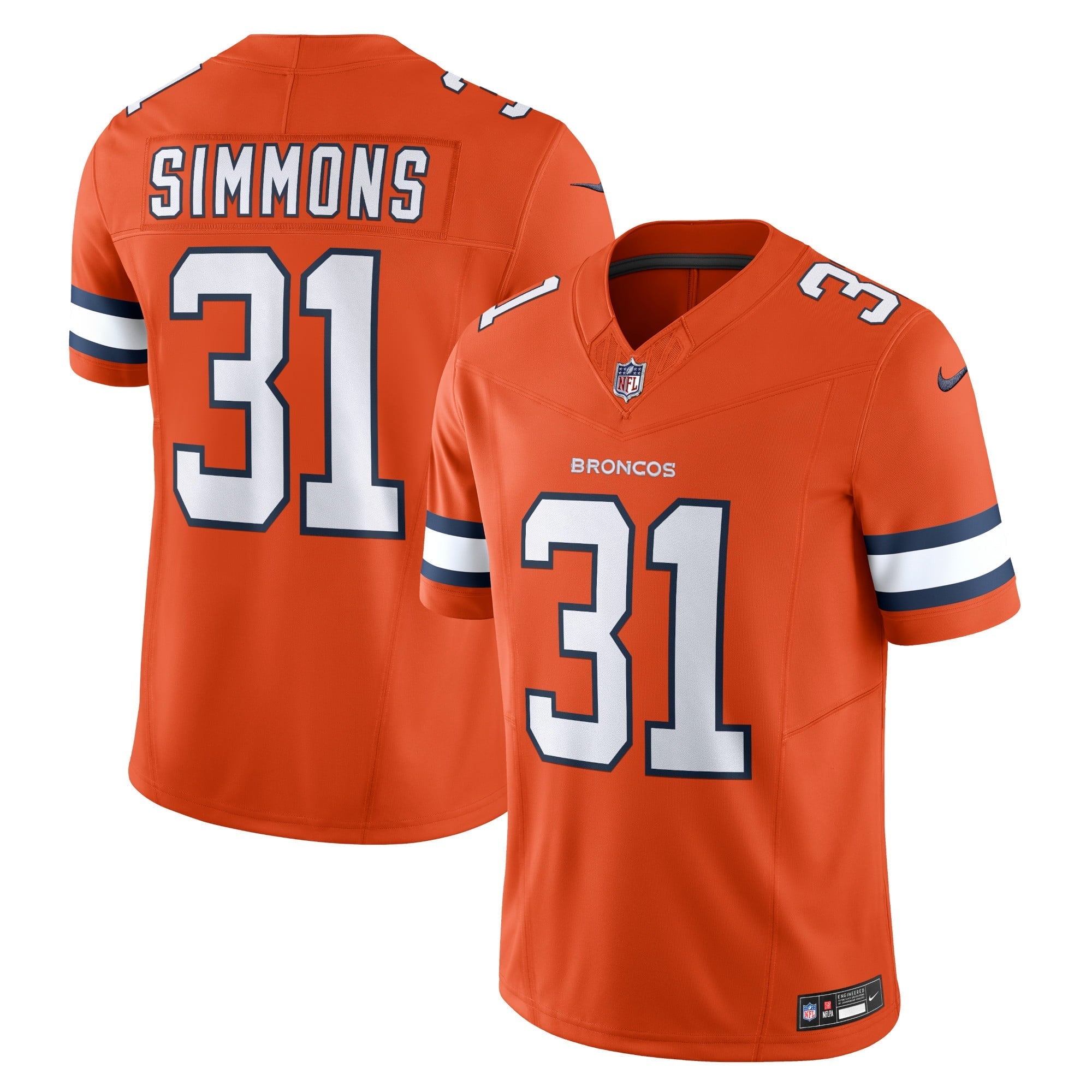 Men's Nike Justin Simmons Orange Denver Broncos Vapor F.U.S.E. Limited Jersey