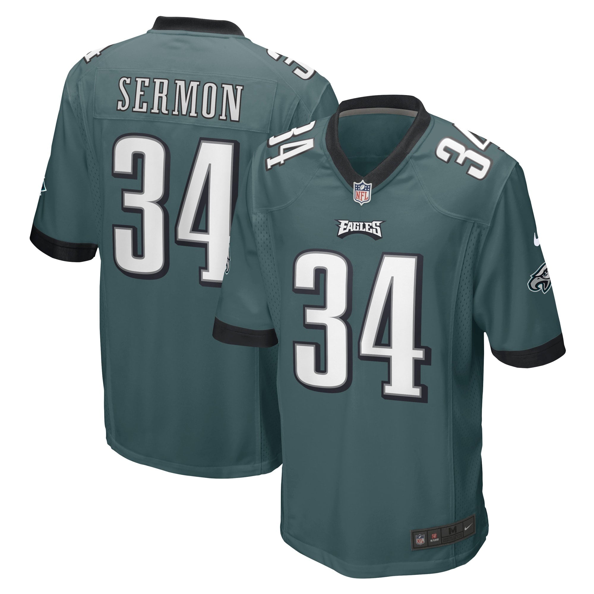Men's Nike Trey Sermon Midnight Green Philadelphia Eagles Game Player Jersey