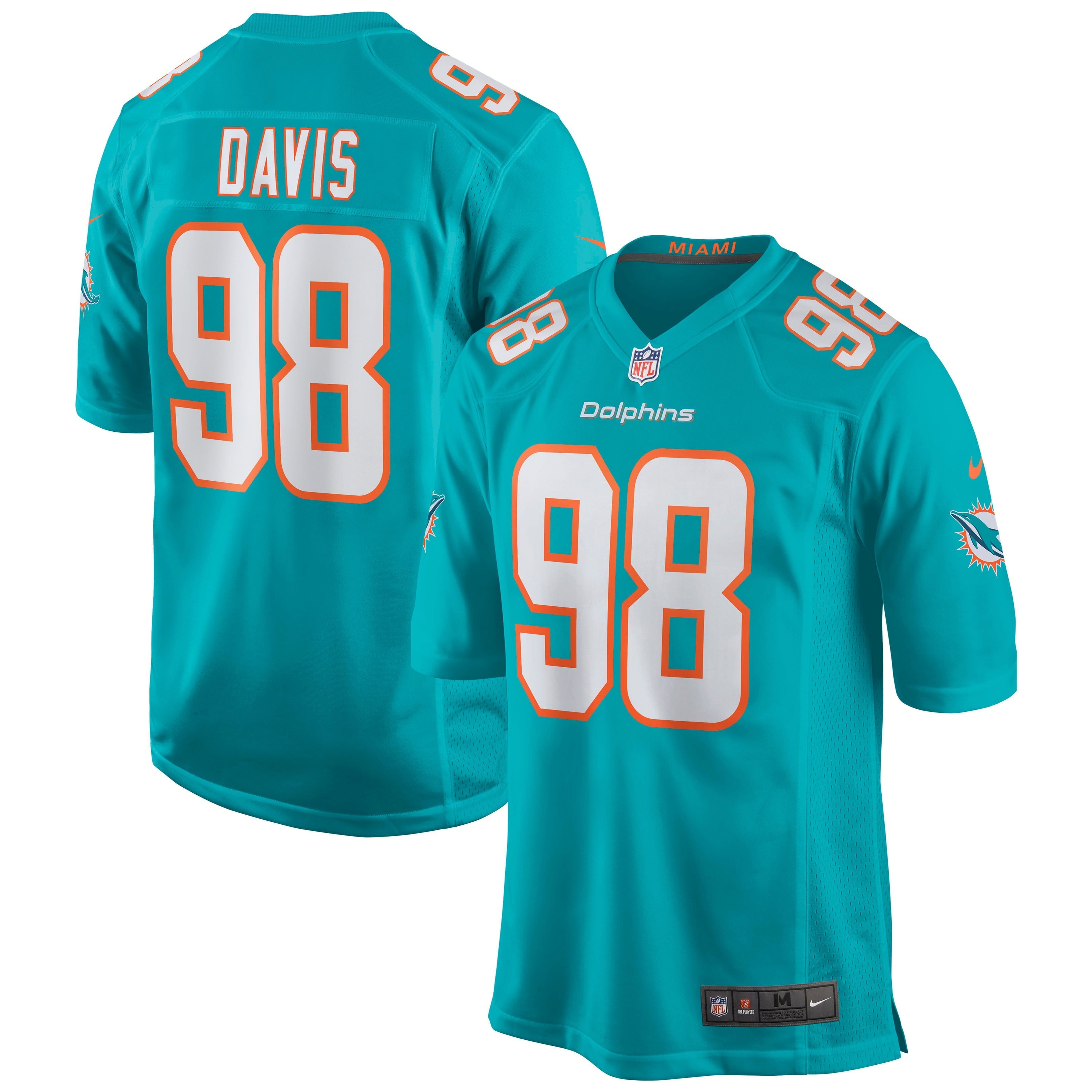 Men's Nike Raekwon Davis Aqua Miami Dolphins Game Jersey