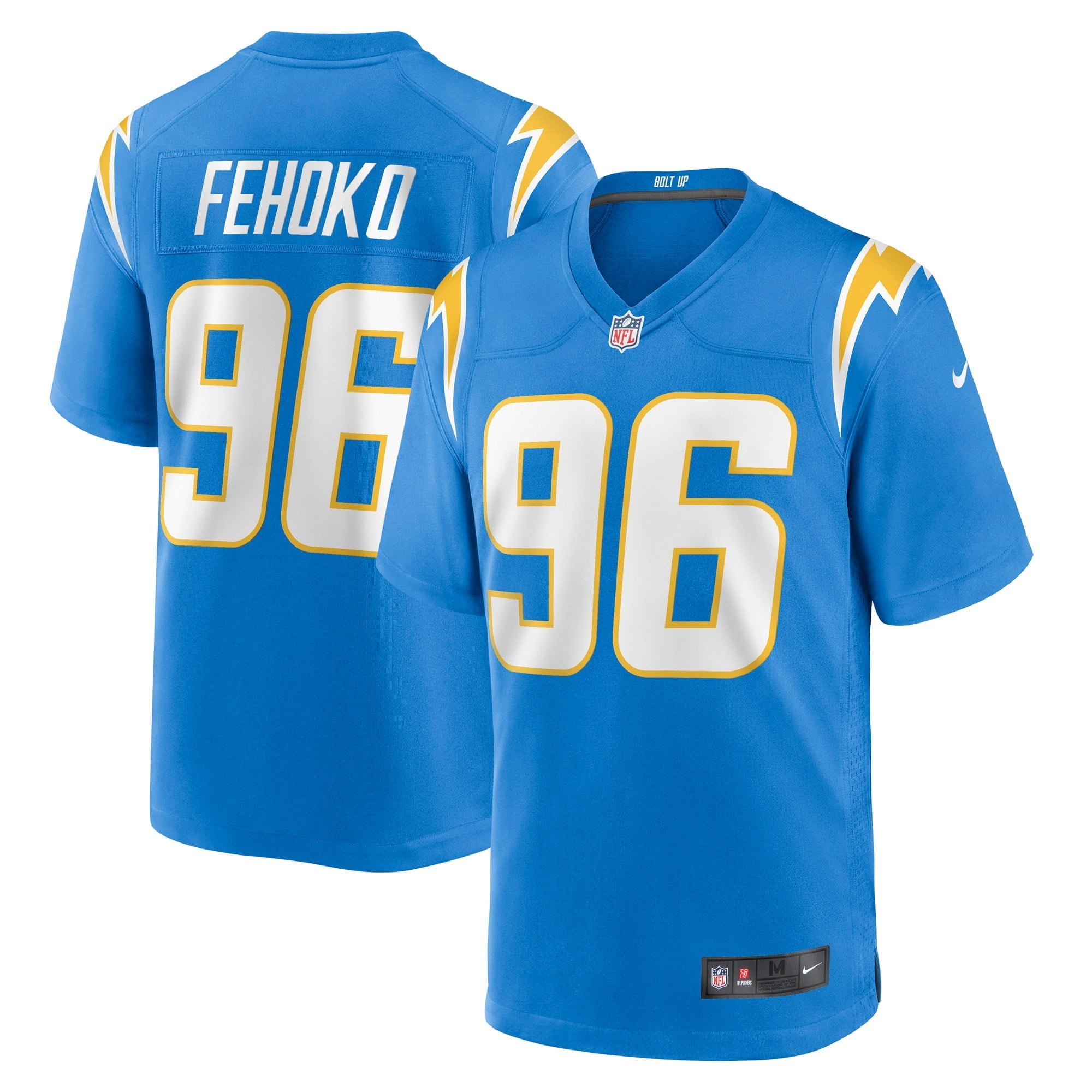 Men's Nike Breiden Fehoko Powder Blue Los Angeles Chargers Game Player Jersey