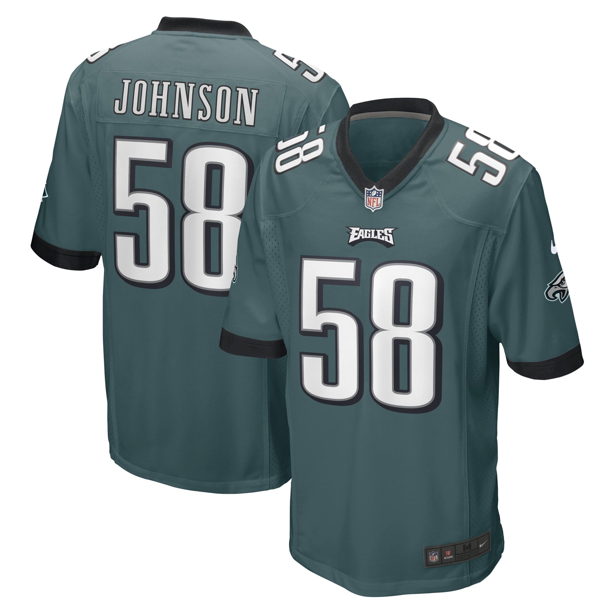 Men's Nike Kyron Johnson Midnight Green Philadelphia Eagles Game Player Jersey
