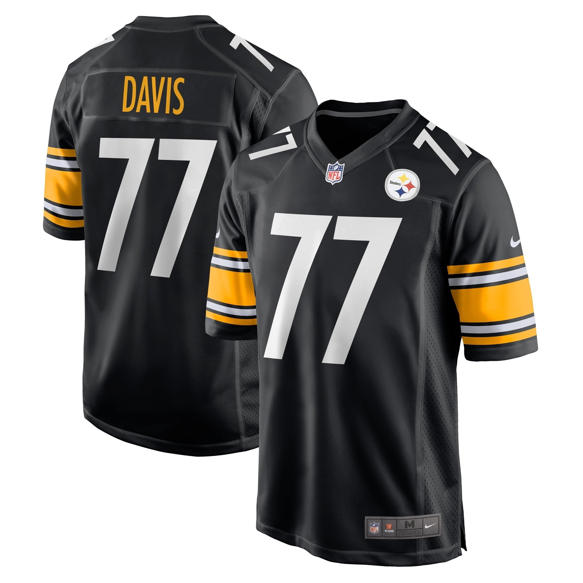 Men's Nike Jesse Davis Black Pittsburgh Steelers Game Player Jersey