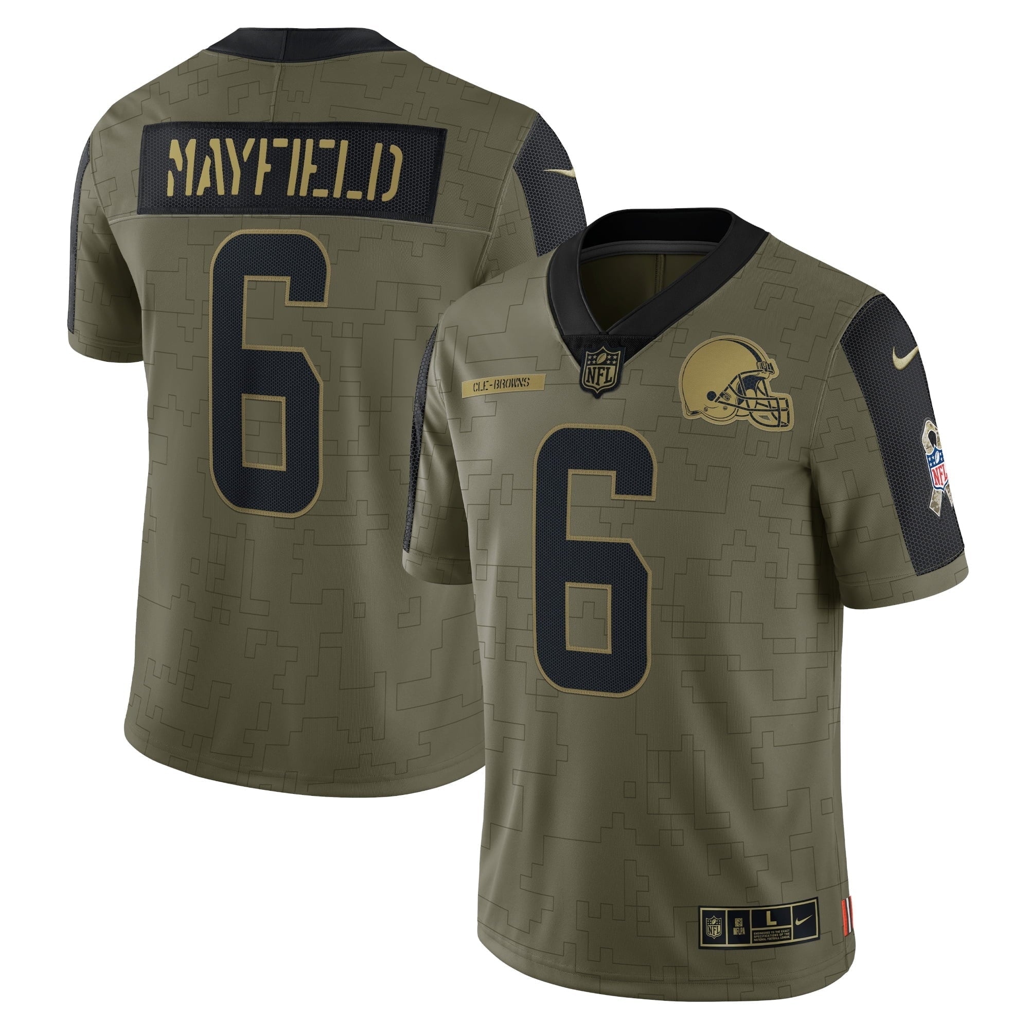 Men's Nike Baker Mayfield Olive Cleveland Browns 2021 Salute To Service Limited Player Jersey