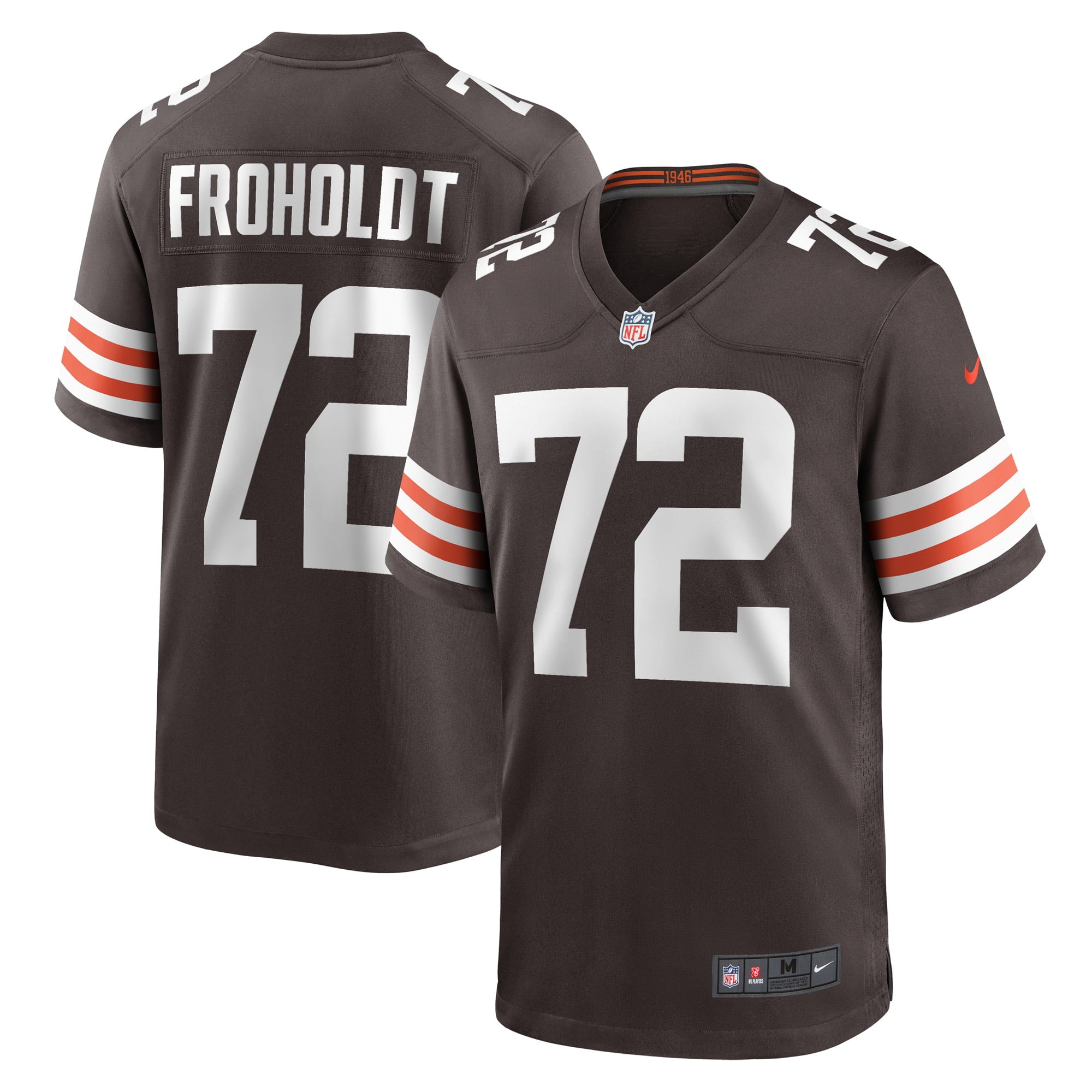 Men's Nike Hjalte Froholdt Brown Cleveland Browns Game Player Jersey