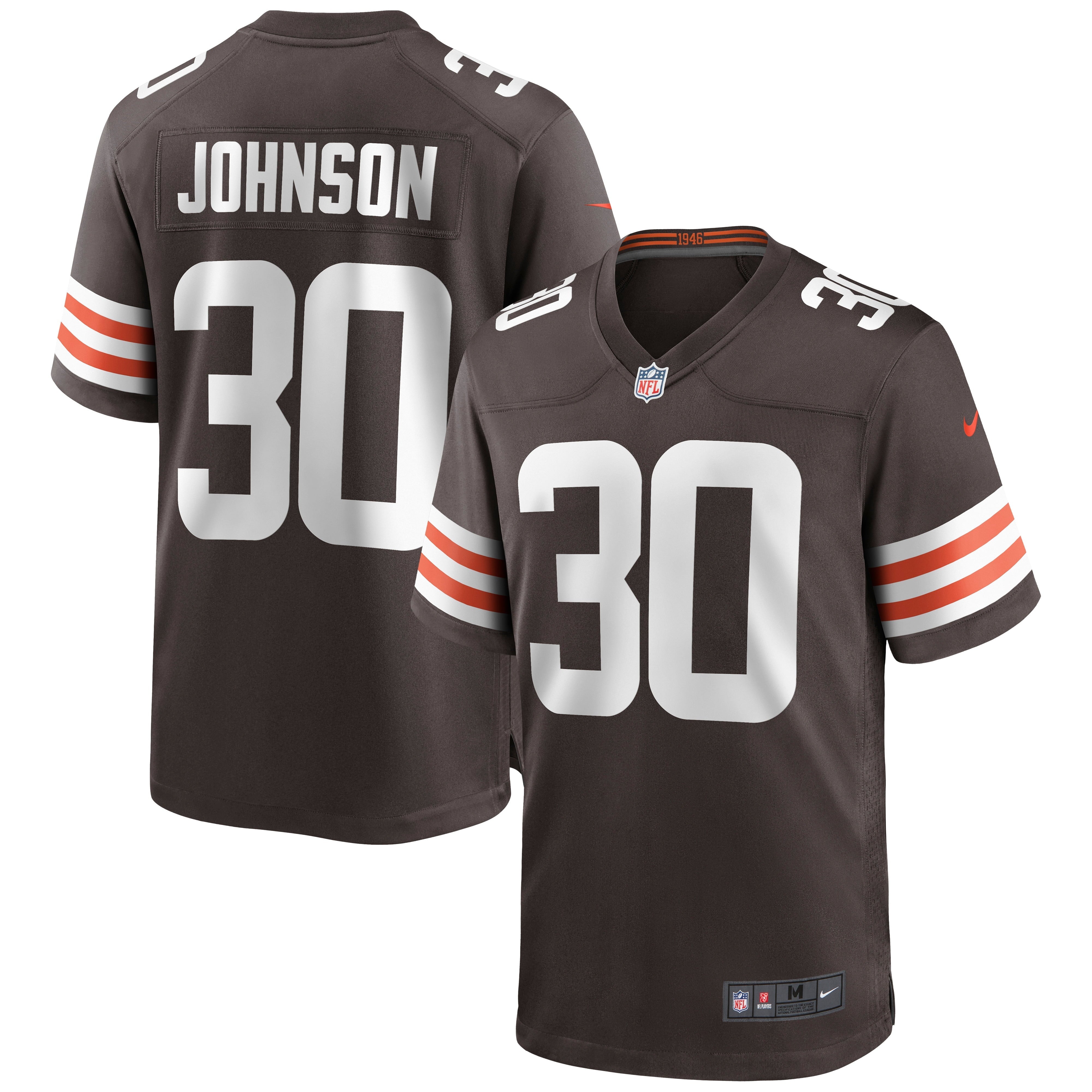 Men's Nike D'Ernest Johnson Brown Cleveland Browns Game Jersey