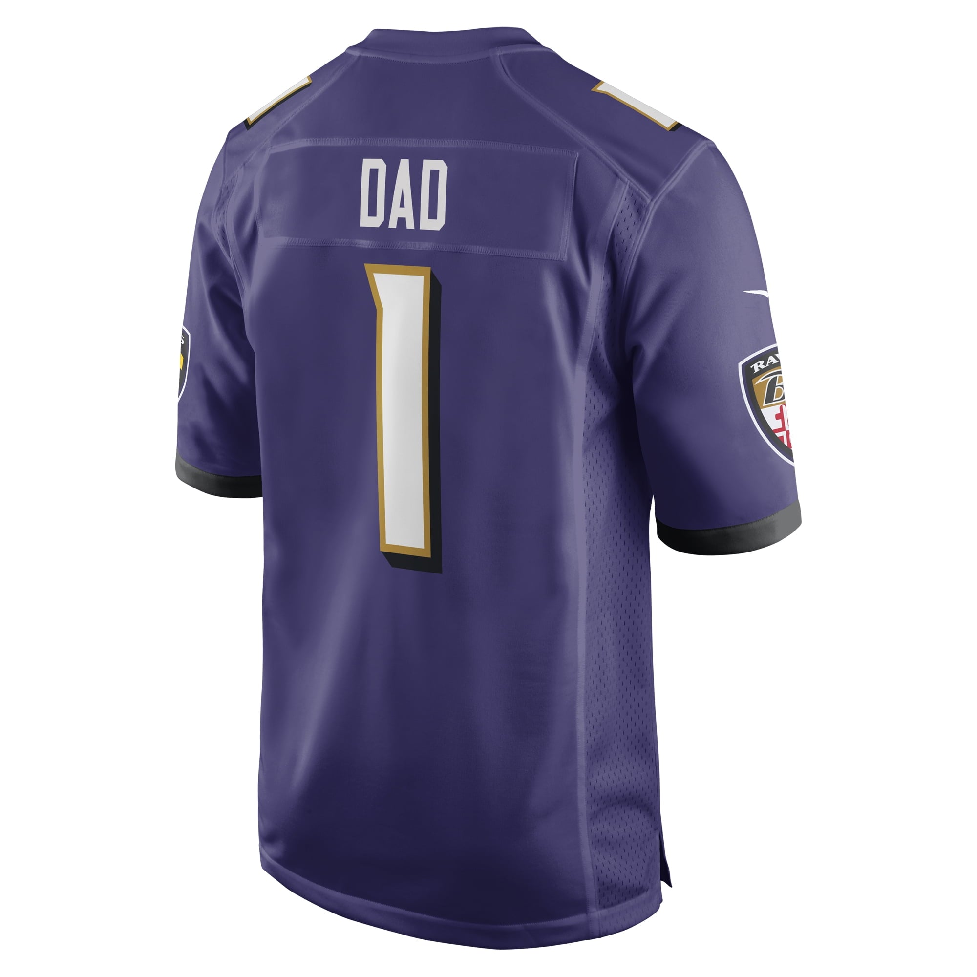Men's Nike Number 1 Dad Purple Baltimore Ravens Game Jersey