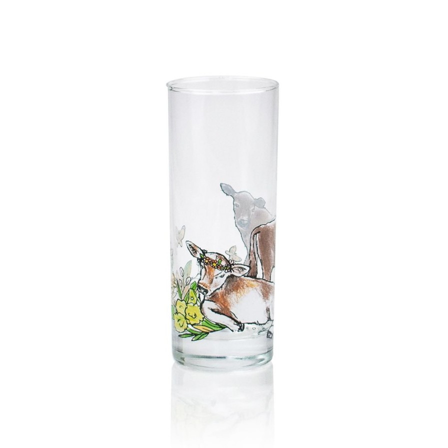 Sale Everything Kitchens Barnyard Baby Animals 8 Oz Drinking Glass | “Have A Jersey Cow” – Calf Clear, Multi-color