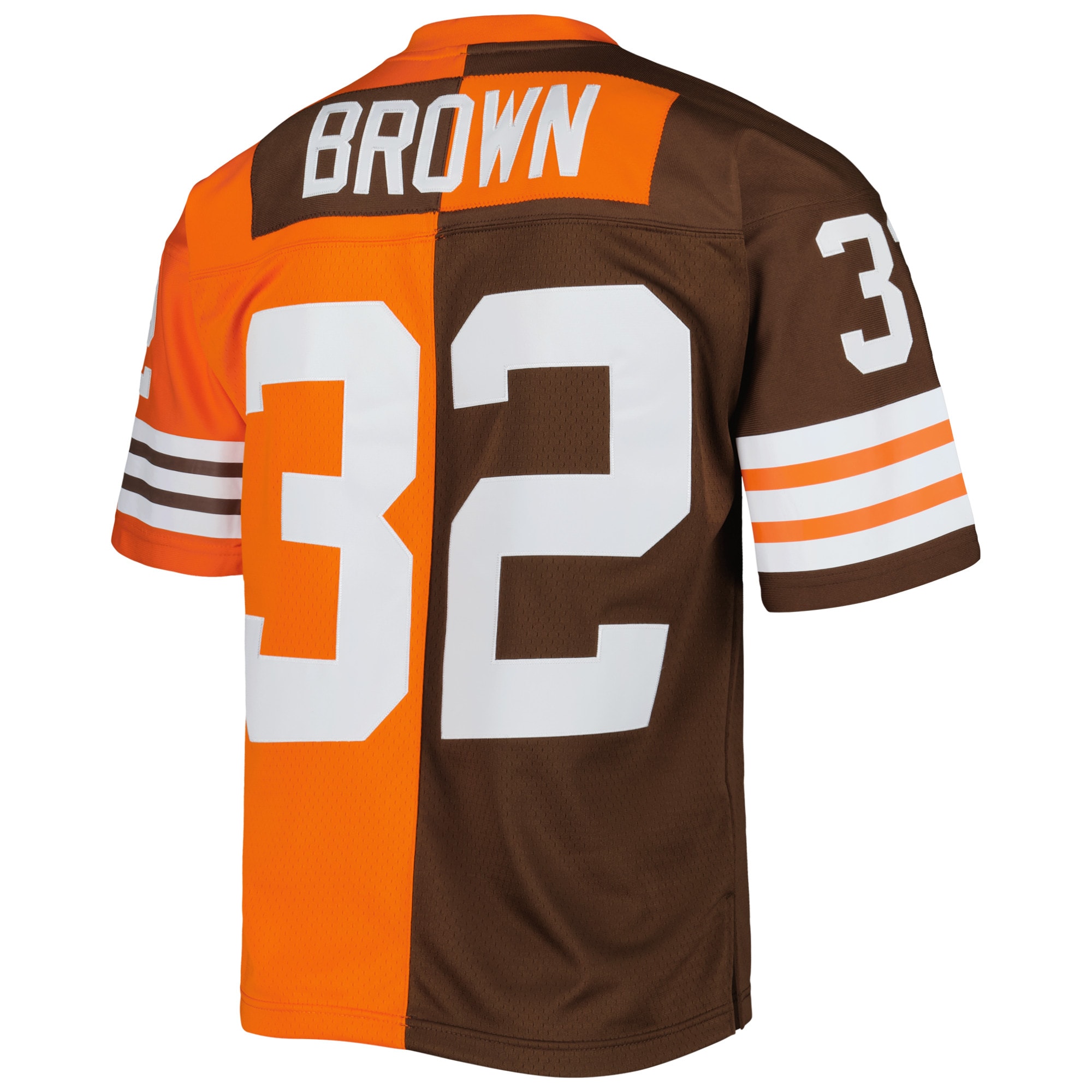 Jim Brown Cleveland Browns Mitchell & Ness 1963 Split Legacy Replica Jersey - Orange/Brown