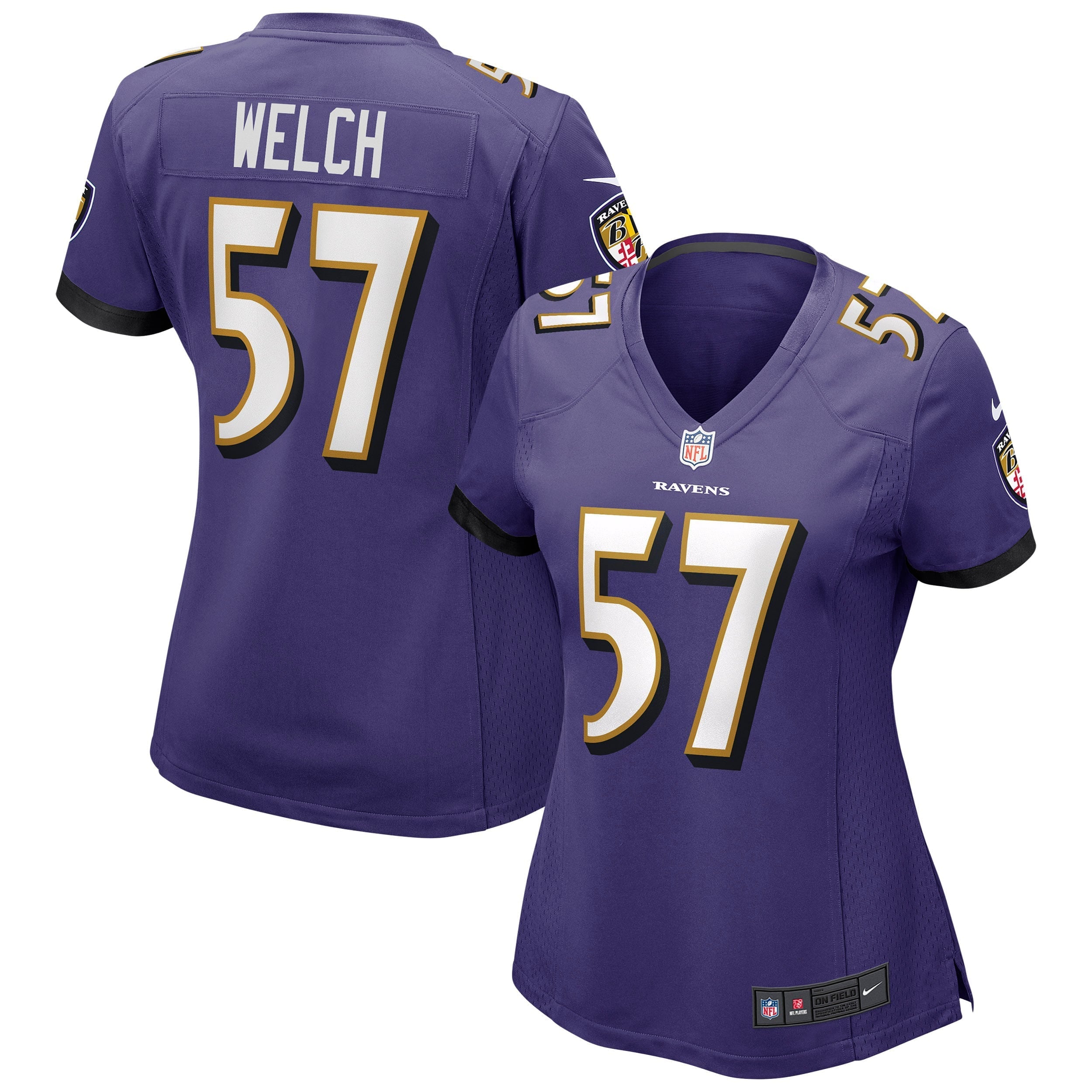 Women's Nike Kristian Welch Purple Baltimore Ravens Game Jersey