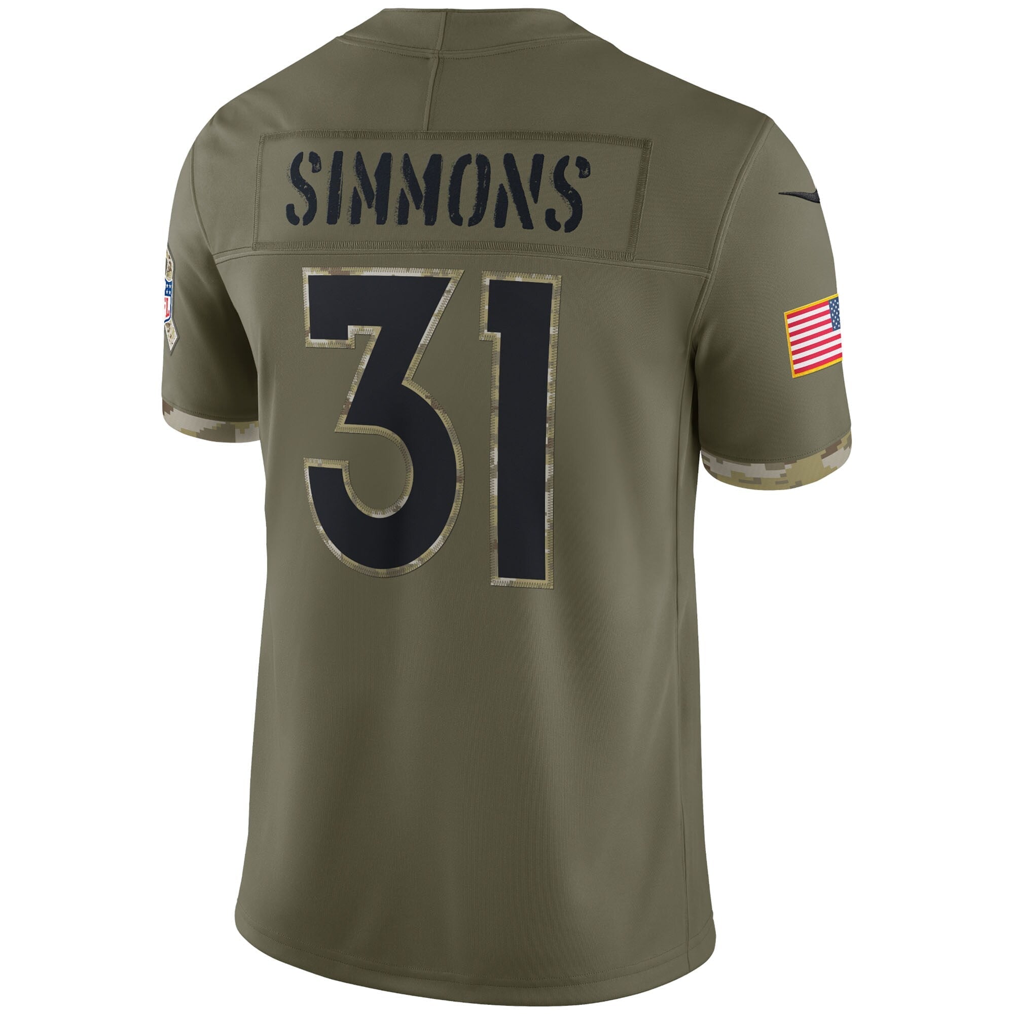 Men's Nike Justin Simmons Olive Denver Broncos 2022 Salute To Service Limited Jersey