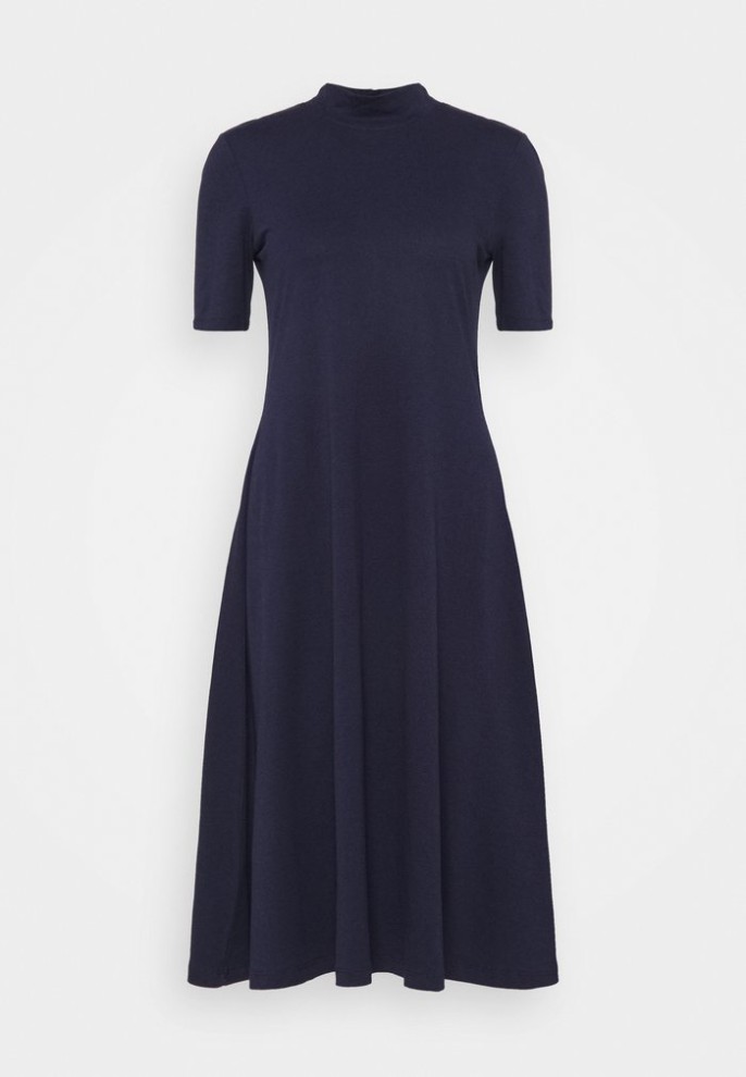 Outlet Zign Short Sleeves Flared Basic Midi Dress – Jersey Dress – Dark Blue L