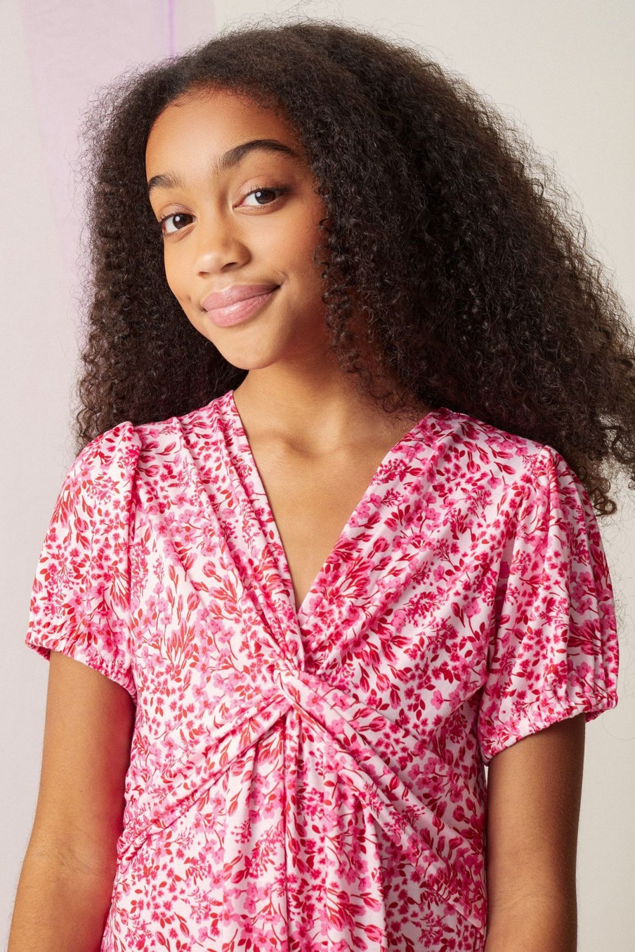 Outlet Lipsy Pink Jersey Knot Front Dress UK Age 5-6