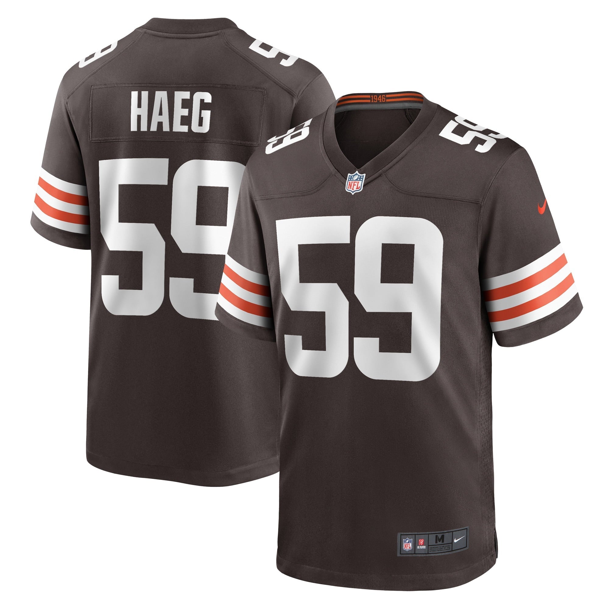 Men's Nike Joe Haeg Brown Cleveland Browns Game Player Jersey
