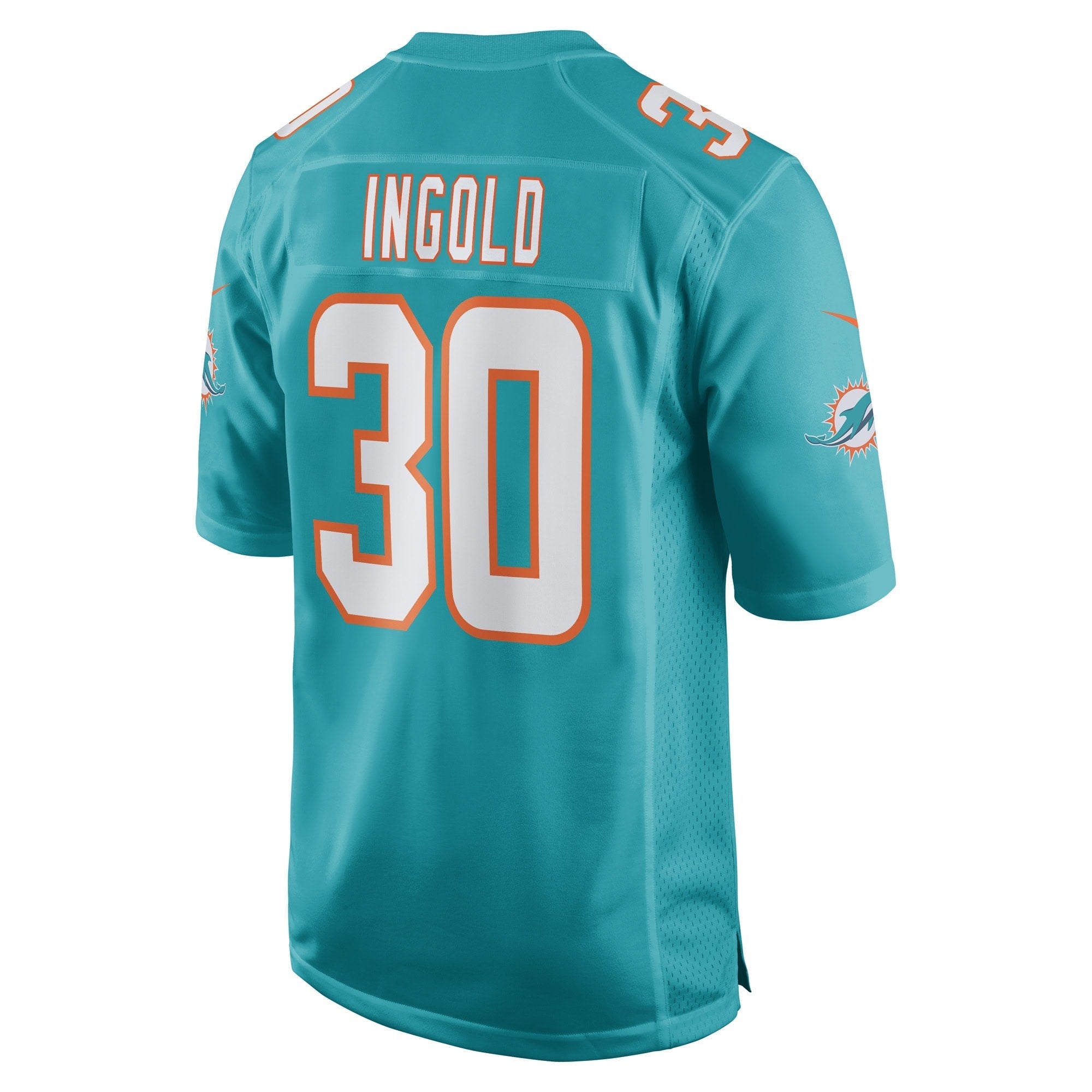 Men's Nike Alec Ingold Aqua Miami Dolphins Game Player Jersey