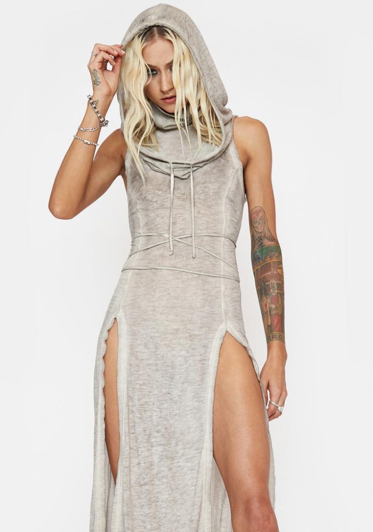 Cheap Wholesale ⌛ DARKER WAVS Filter Hooded Jersey Tunic Dress Large