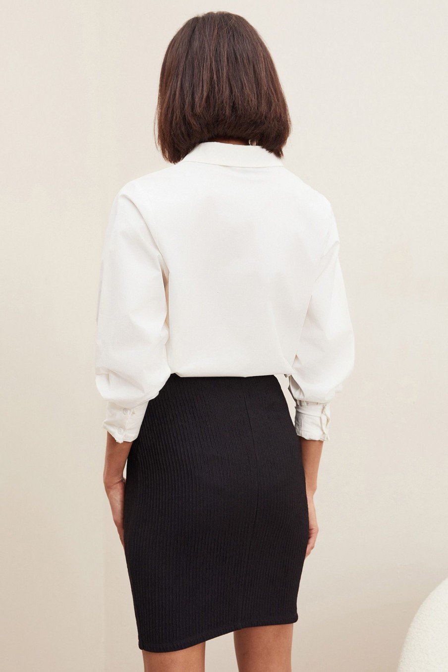 Cheap Lipsy Black Textured Jersey Skirt UK 6