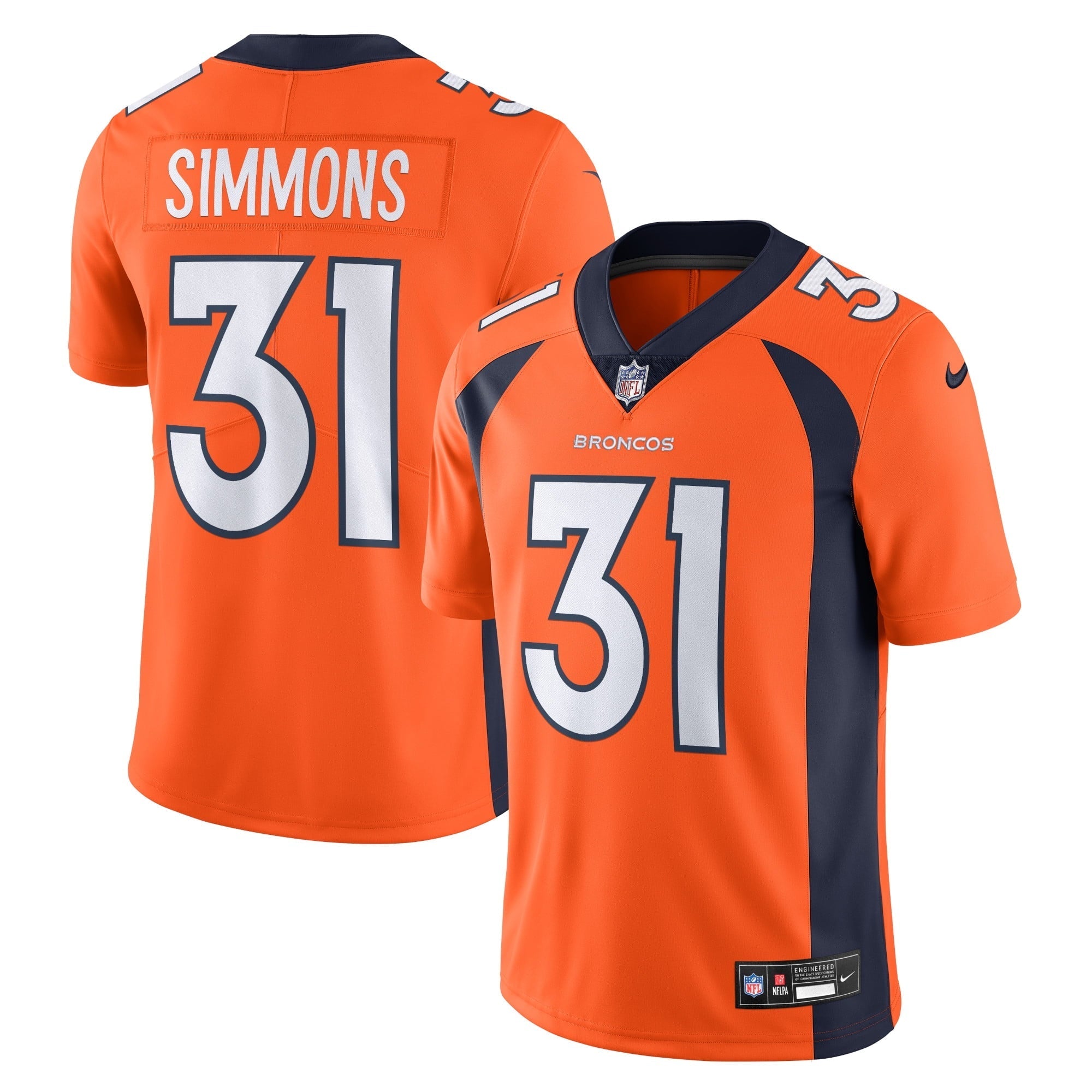 Men's Nike Justin Simmons Orange Denver Broncos  Vapor Untouchable Limited Jersey
