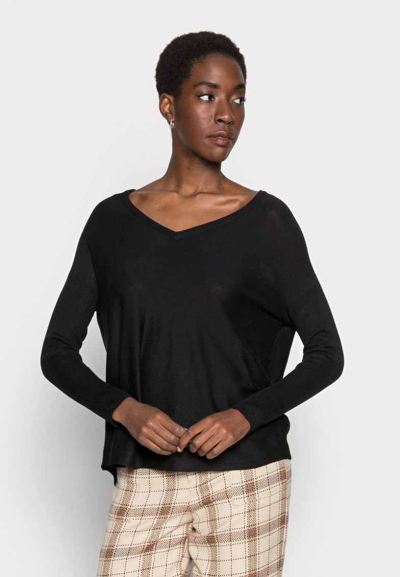 Discount Anna Field RELAXED V-NECK – Jersey De Punto – Black, Mujer L