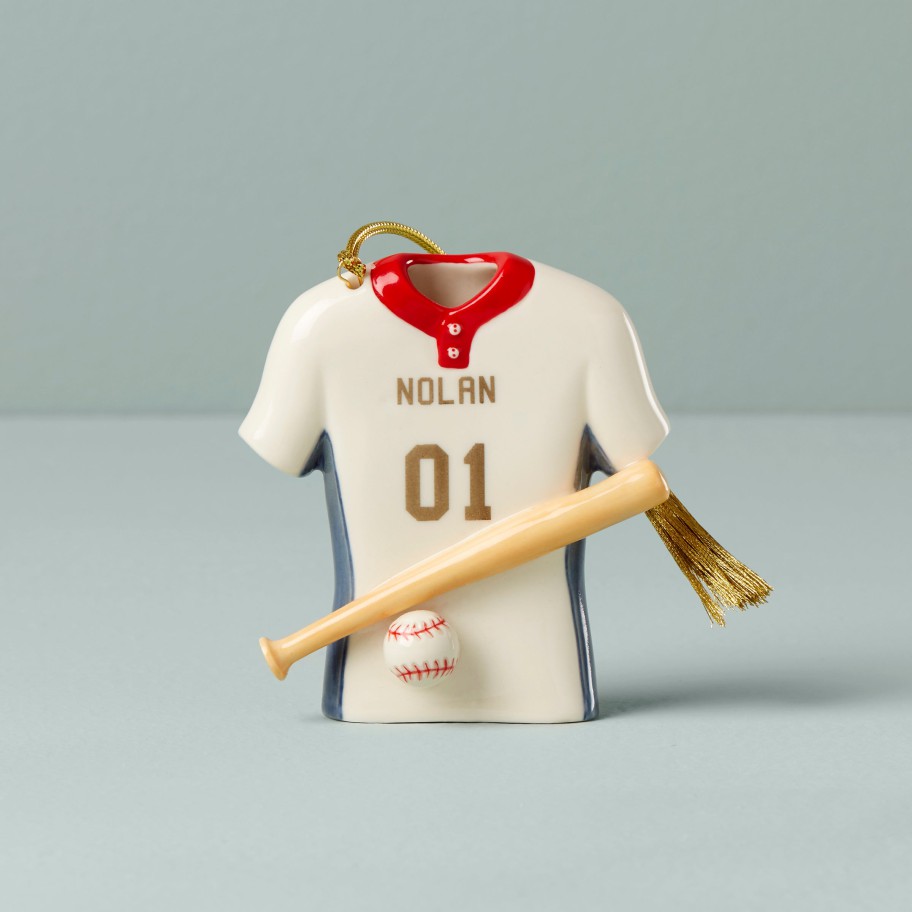 Sale Lenox My Baseball Champ Jersey & Bat Ornament Personalized Ornaments