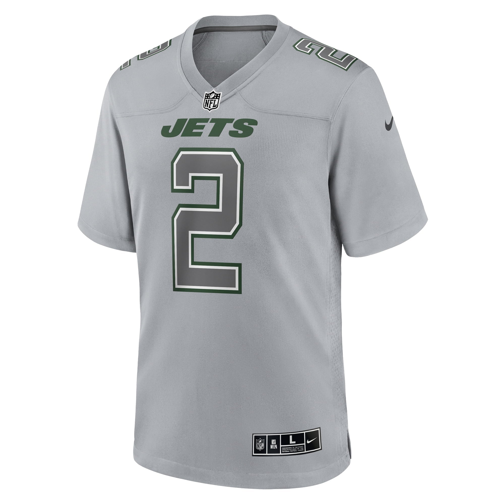 Men's Nike Zach Wilson Gray New York Jets Atmosphere Fashion Game Jersey