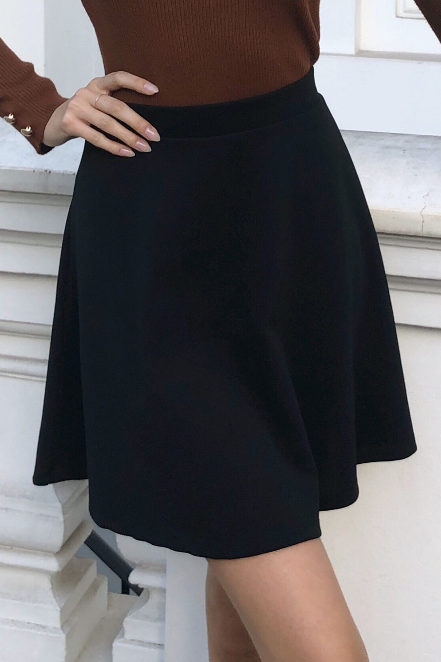 Discount Lipsy Black Jersey Skater Skirt Black Jersey