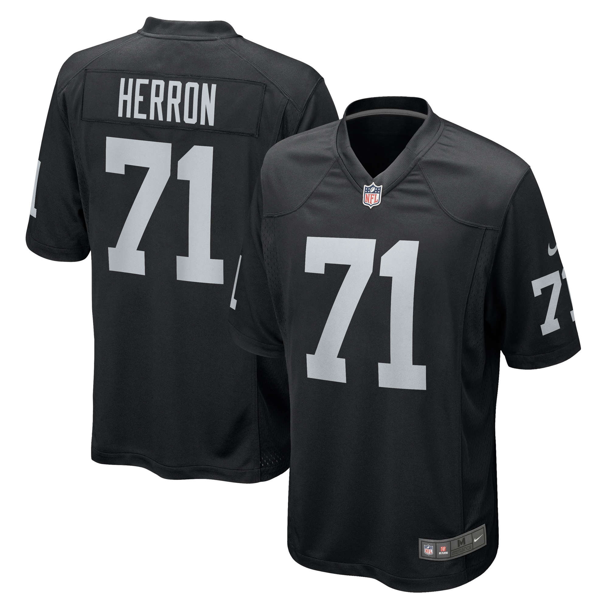 Justin Herron Las Vegas Raiders Nike Team Game Jersey -  Black
