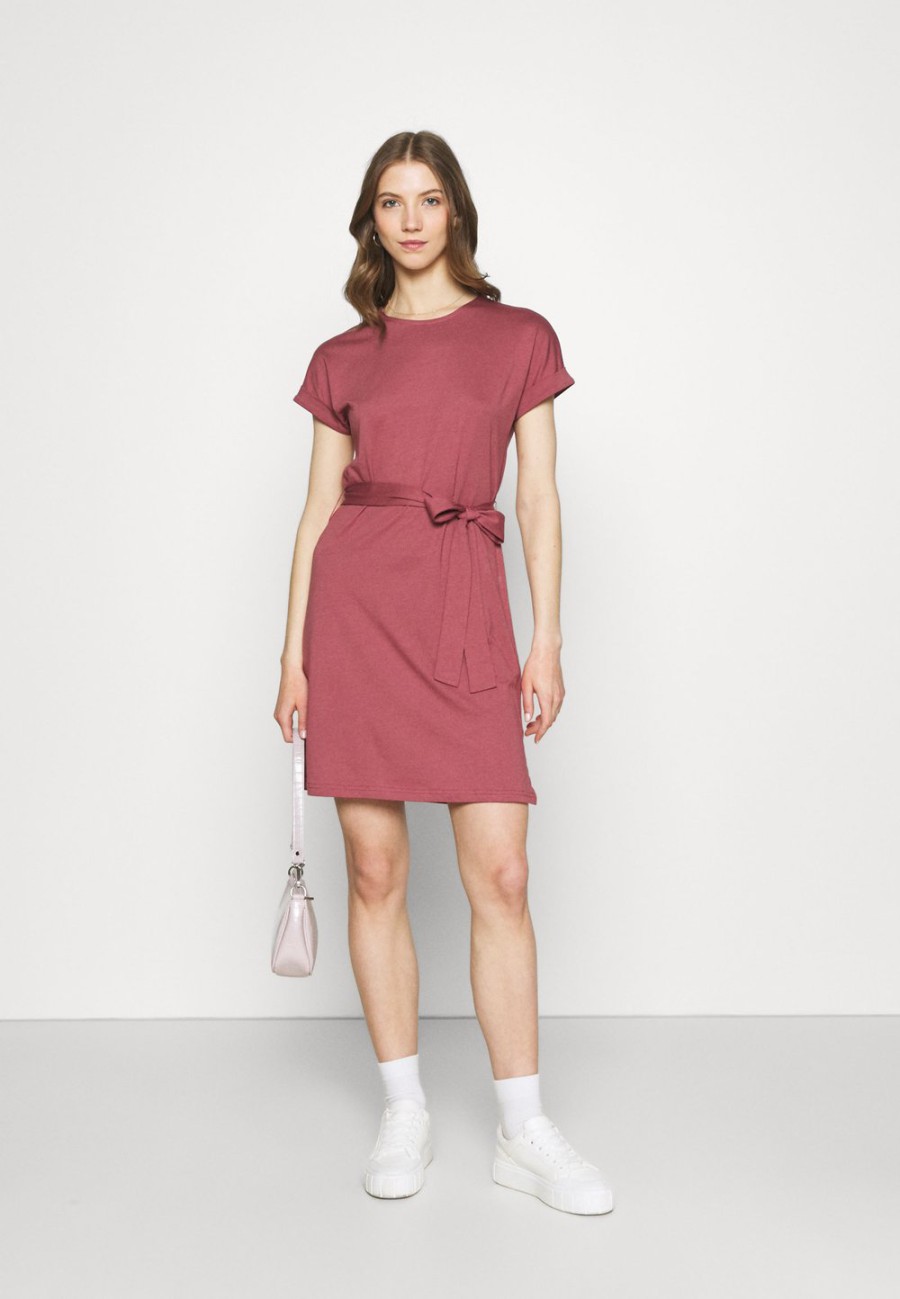 Outlet Authentique 100% Even&Odd BASIC – Short sleeves mini belted dress – Robe en jersey robes col rond femme XS