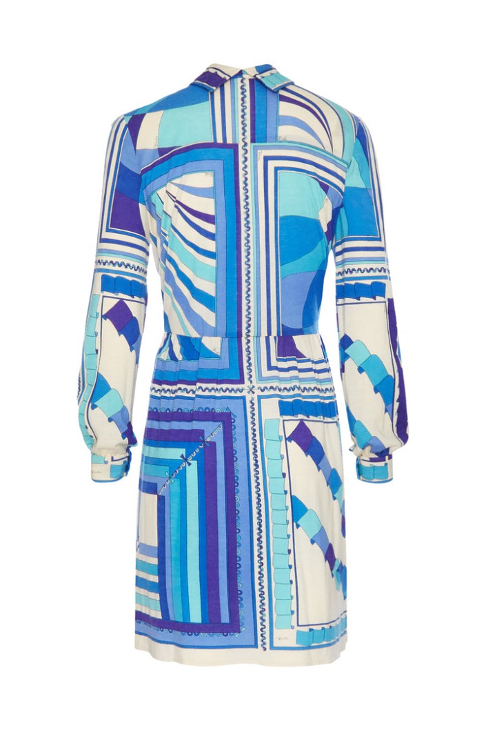 Discount Annie’s Archive 1960s Pucci Wool Jersey Blue Printed Summer Dress