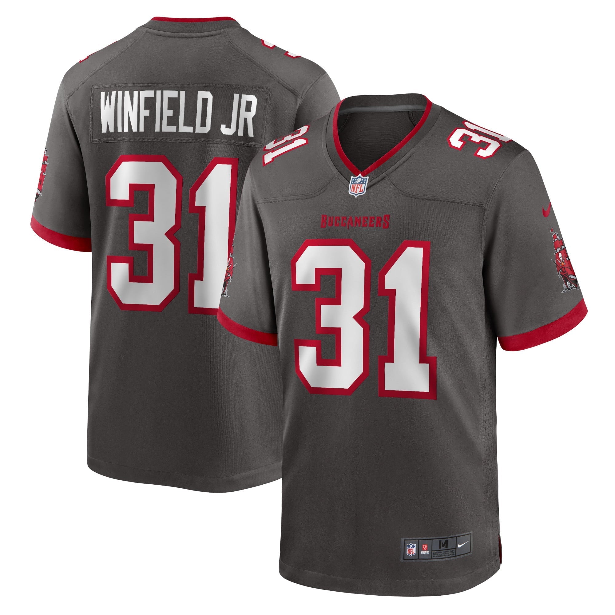 Men's Nike Antoine Winfield Jr. Pewter Tampa Bay Buccaneers Game Jersey