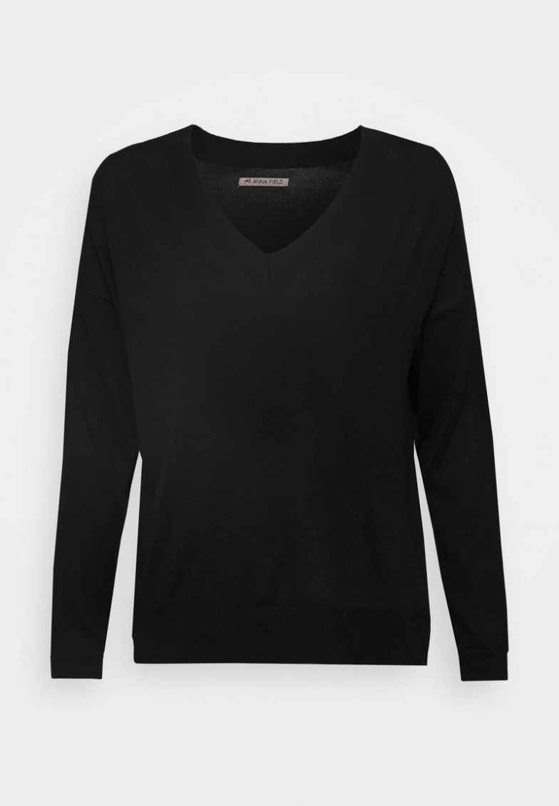 Sale Anna Field BASIC- SOFT V-NECK – Jersey De Punto – Black, Mujer L