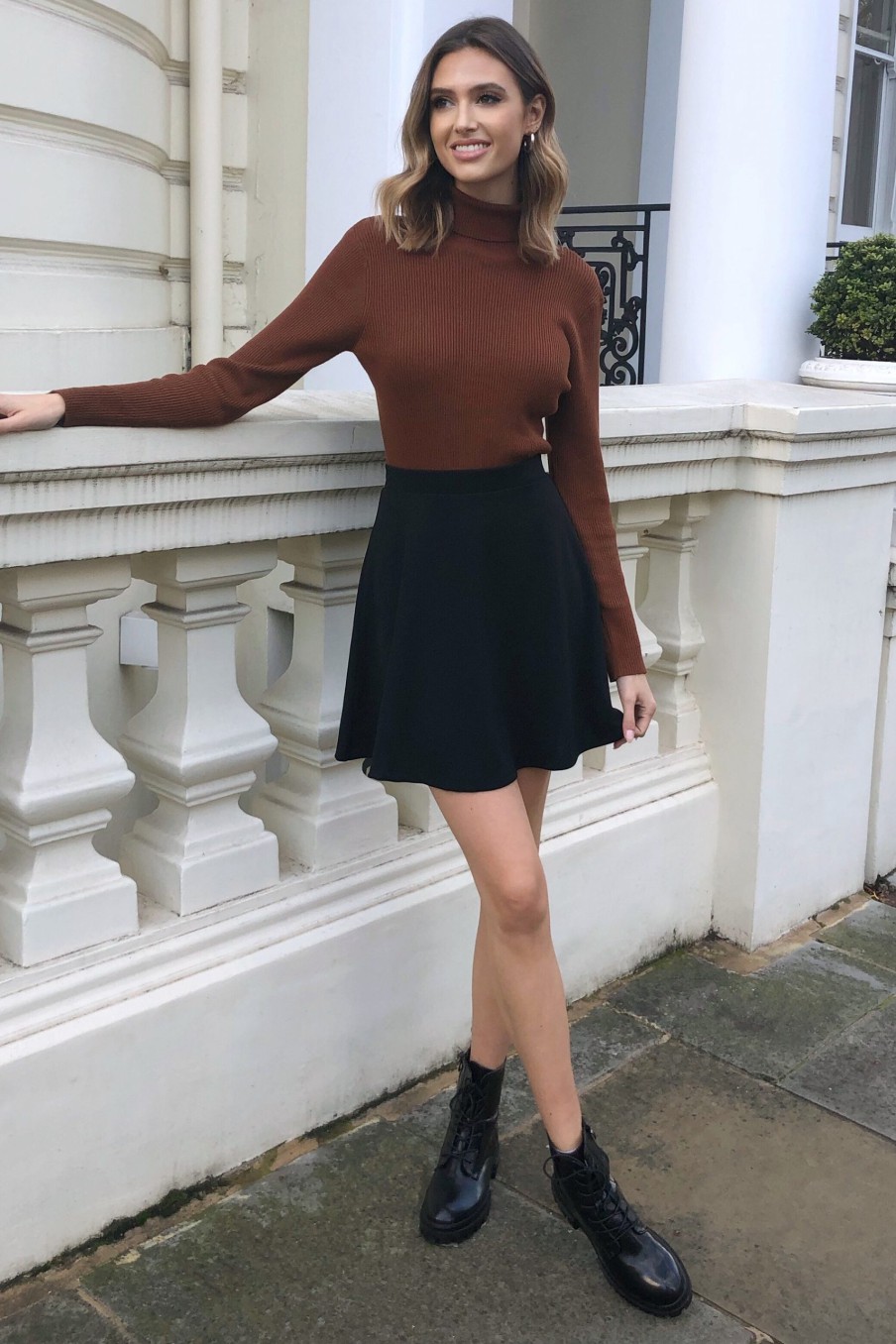 Discount Lipsy Black Jersey Skater Skirt Black Jersey