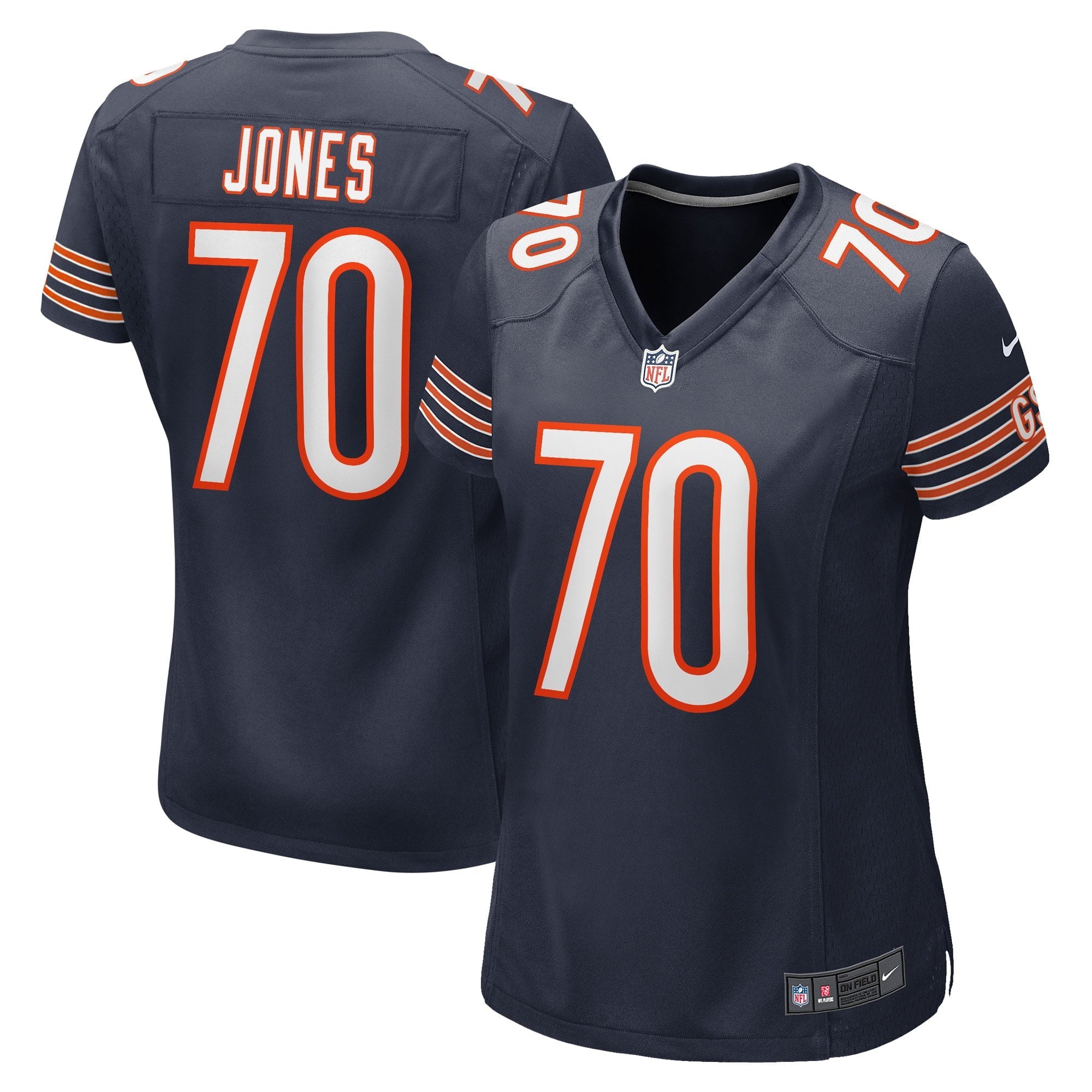 Women's Nike Braxton Jones Navy Chicago Bears Game Player Jersey