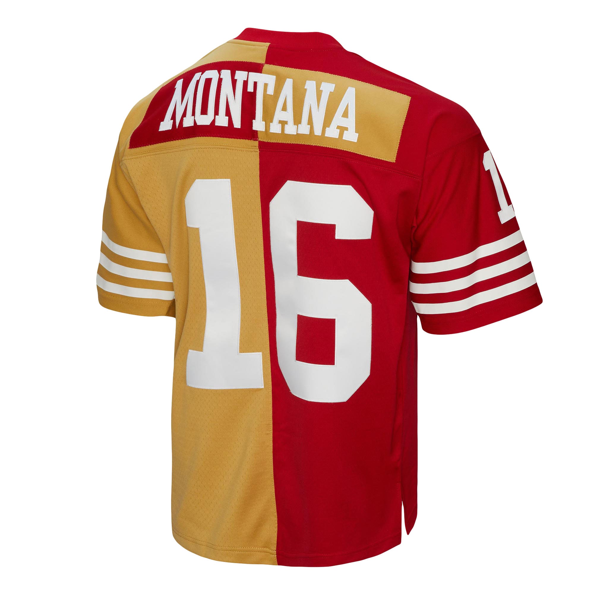 Joe Montana San Francisco 49ers Mitchell & Ness 1990 Split Legacy Replica Jersey - Scarlet/Gold
