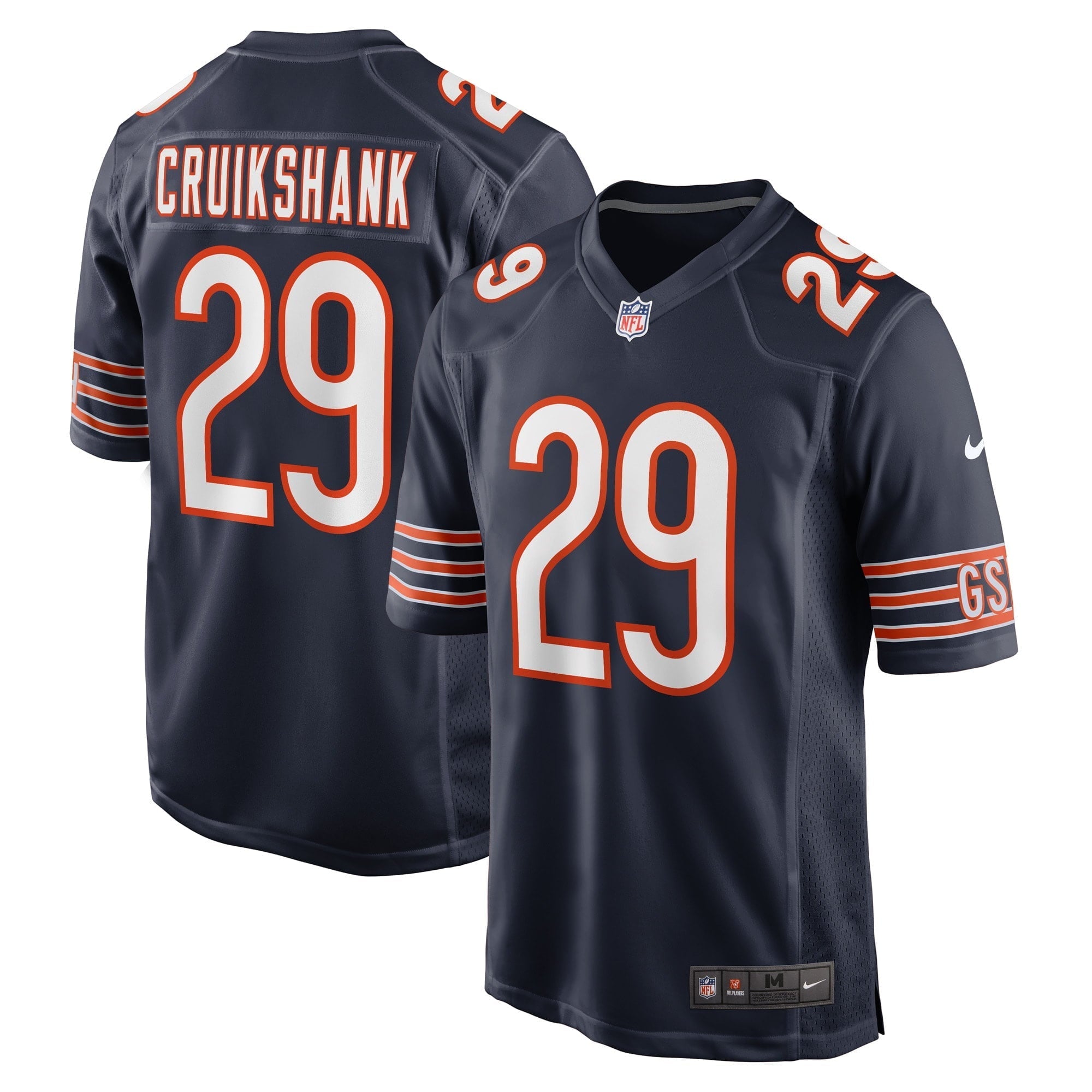 Men's Nike Dane Cruikshank Navy Chicago Bears Game Player Jersey