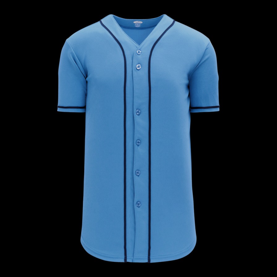 Cheap Athletic Knit Sr. Full Button Baseball Jerseys Sky-Navy
