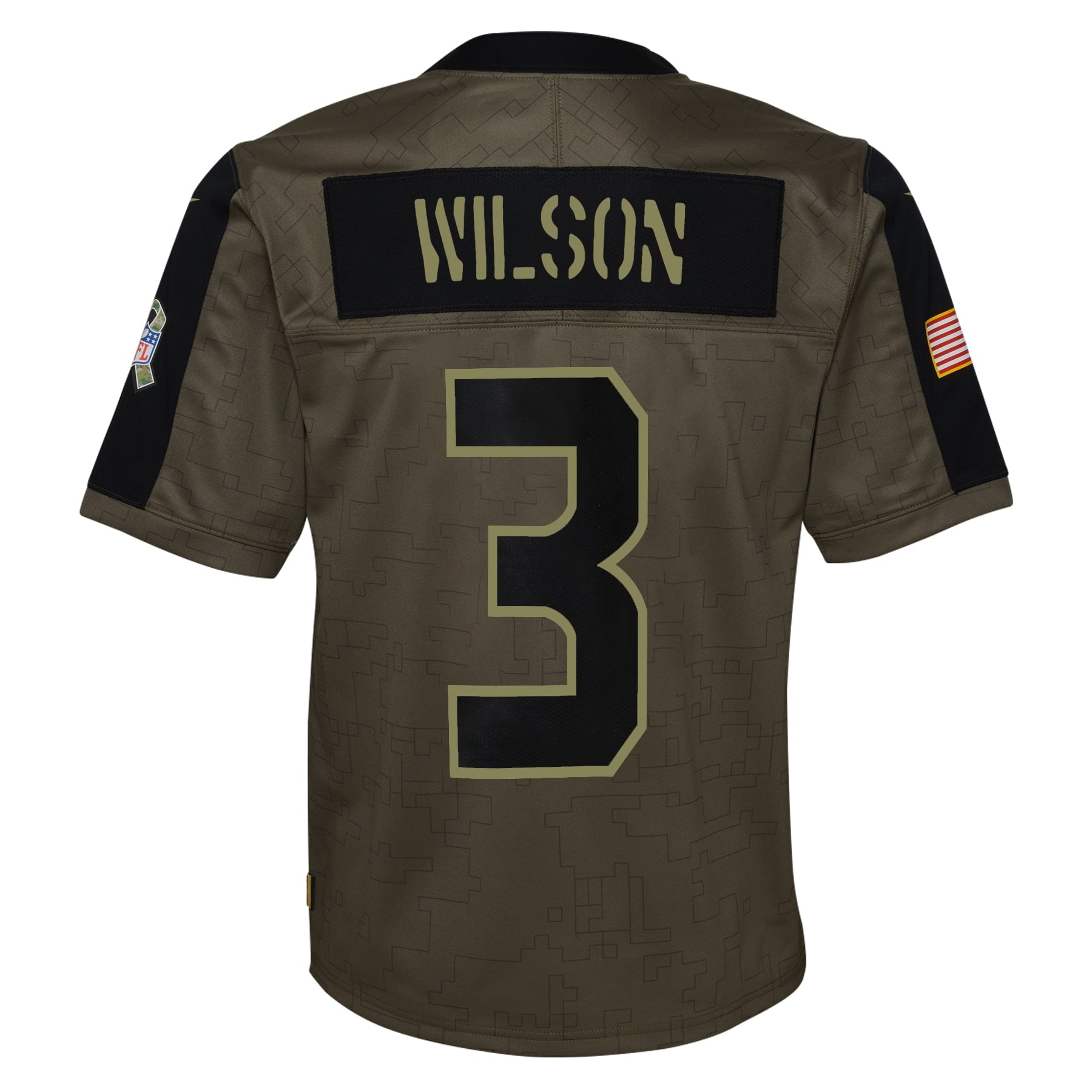 Youth Nike  Russell Wilson  Olive Seattle Seahawks 2021 Salute To Service Game Jersey